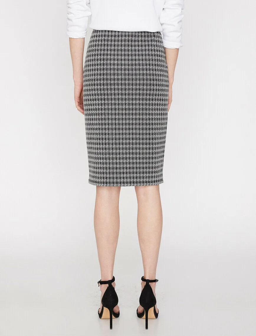 12011 Black Check Midi Skirt