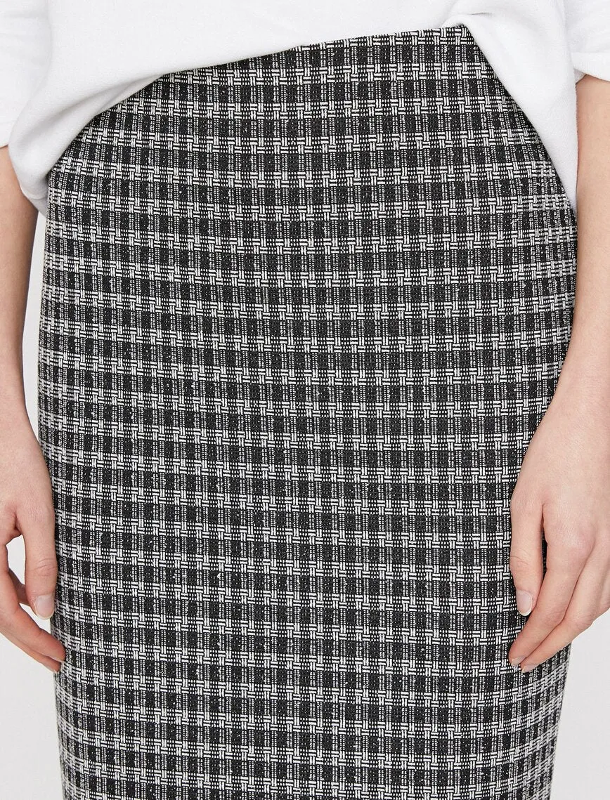 12011 Black Check Midi Skirt
