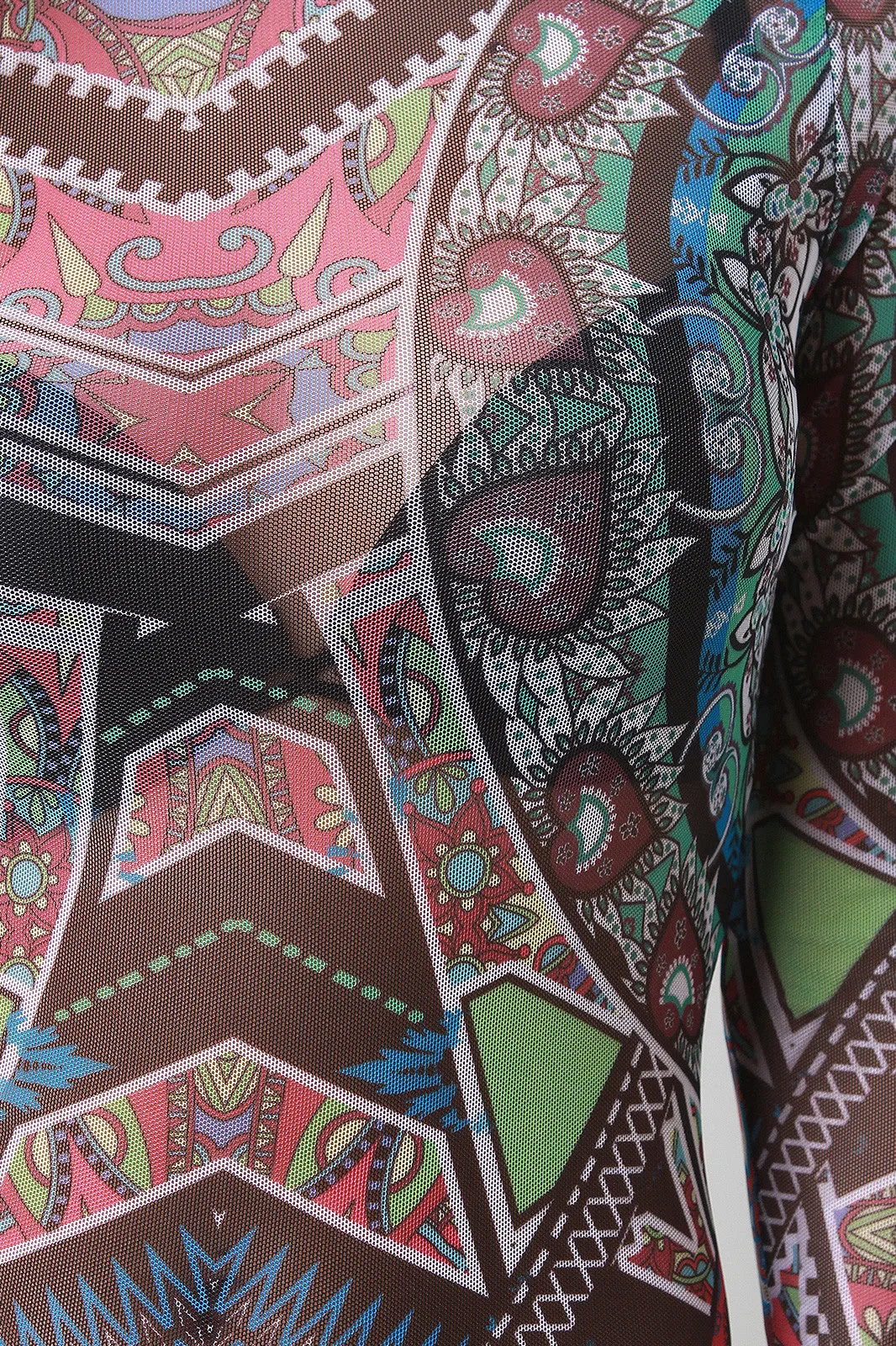 Abstract Boho Mesh Bodycon Dress