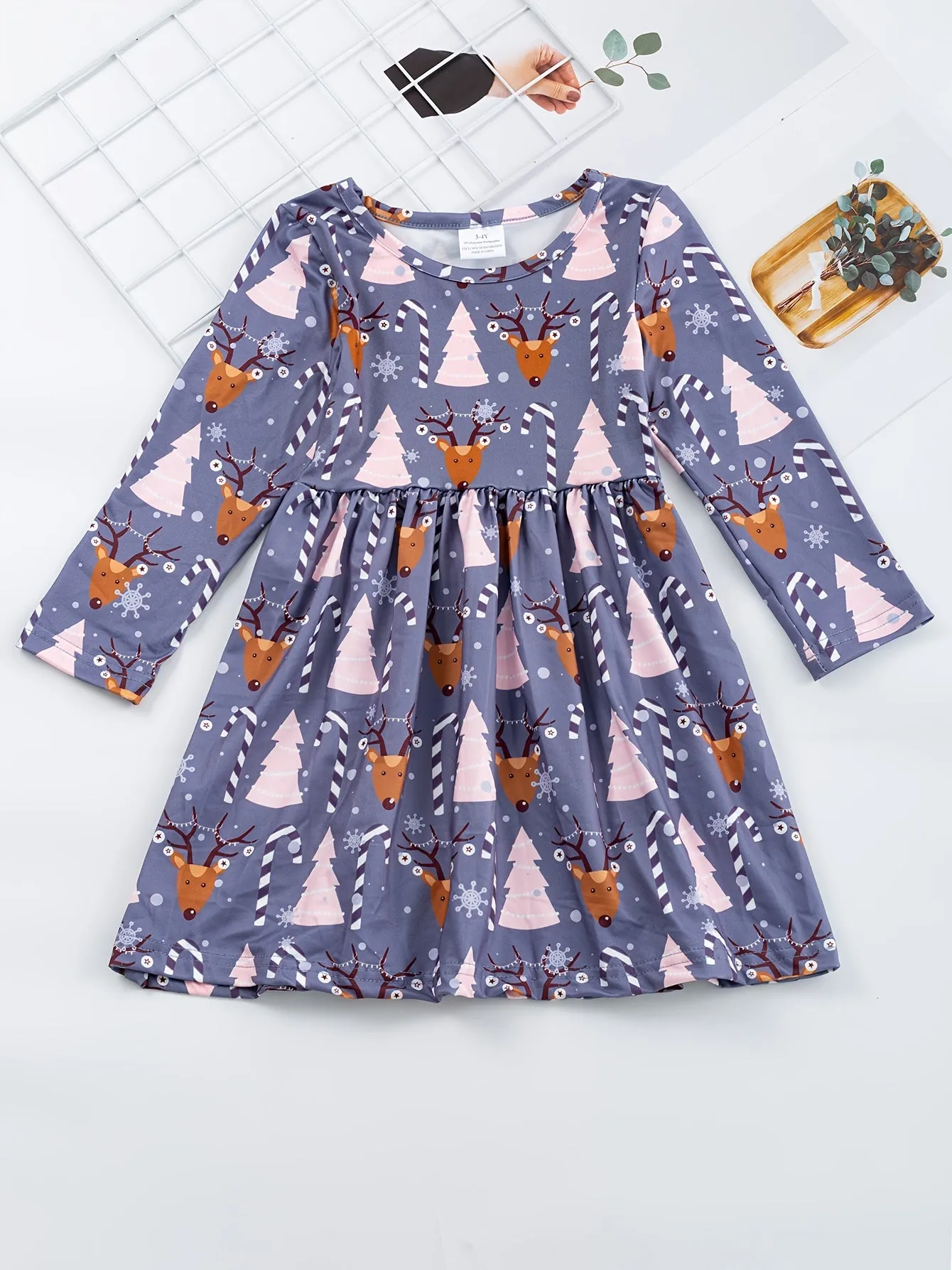 Adorable Snowman Graphic Long Sleeve Dress for Toddler Girls - Soft, Casual, and Cute Winter Outfit for Autumn and Spring - Perfect for Little Princesses and Holiday Parties