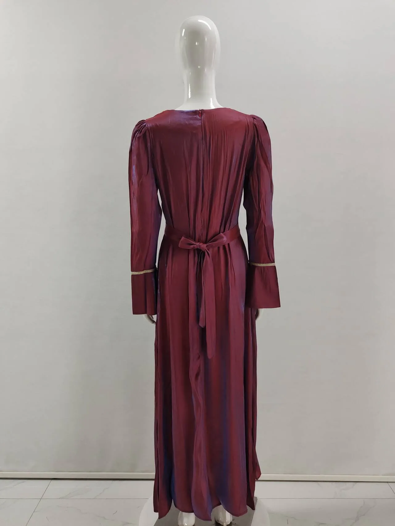 Aggie Flounce Sleeve Round Neck Ruffle Maxi Dress