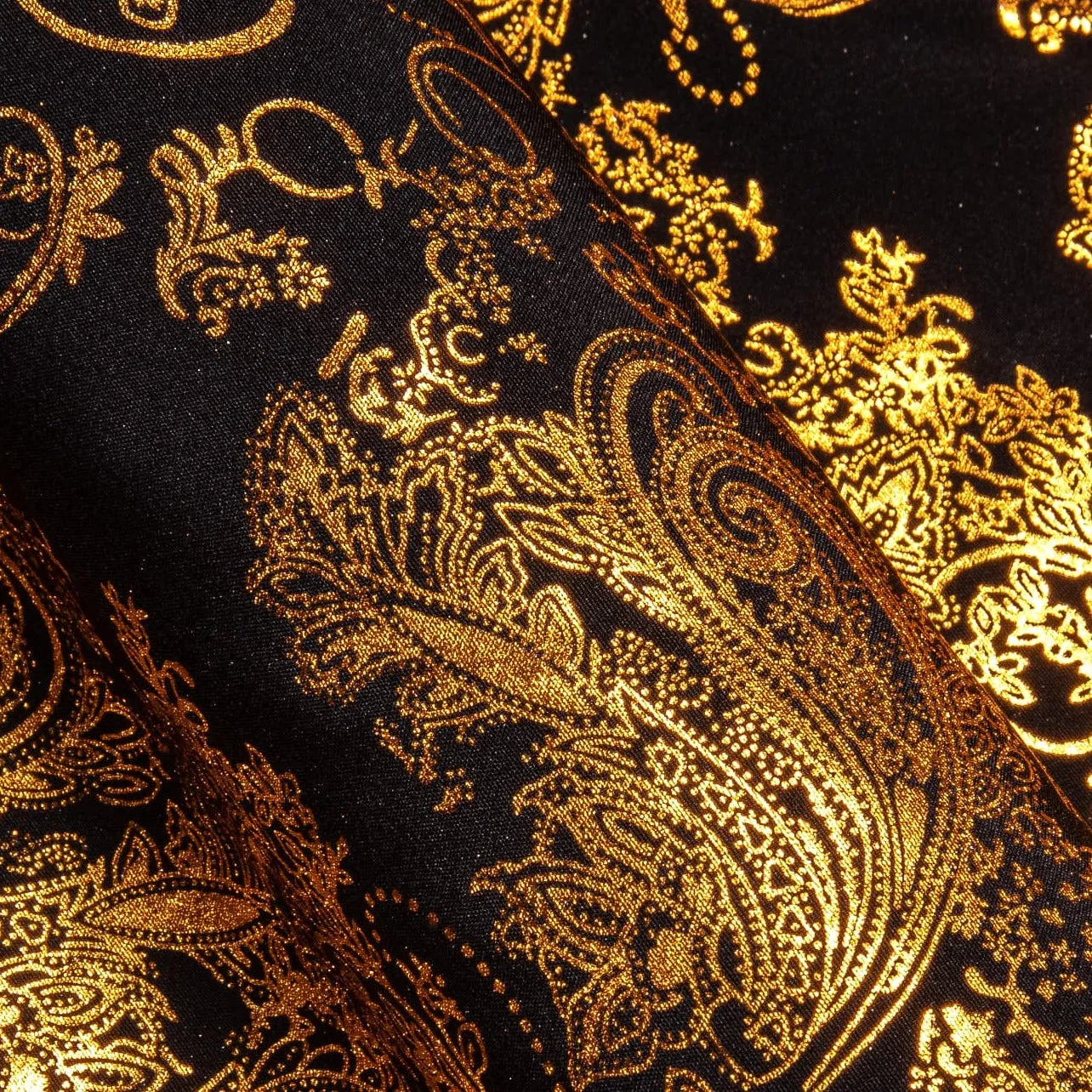 Barry Wang Gold Shirt Black Paisley Men's Windsor Collar Button Shirt