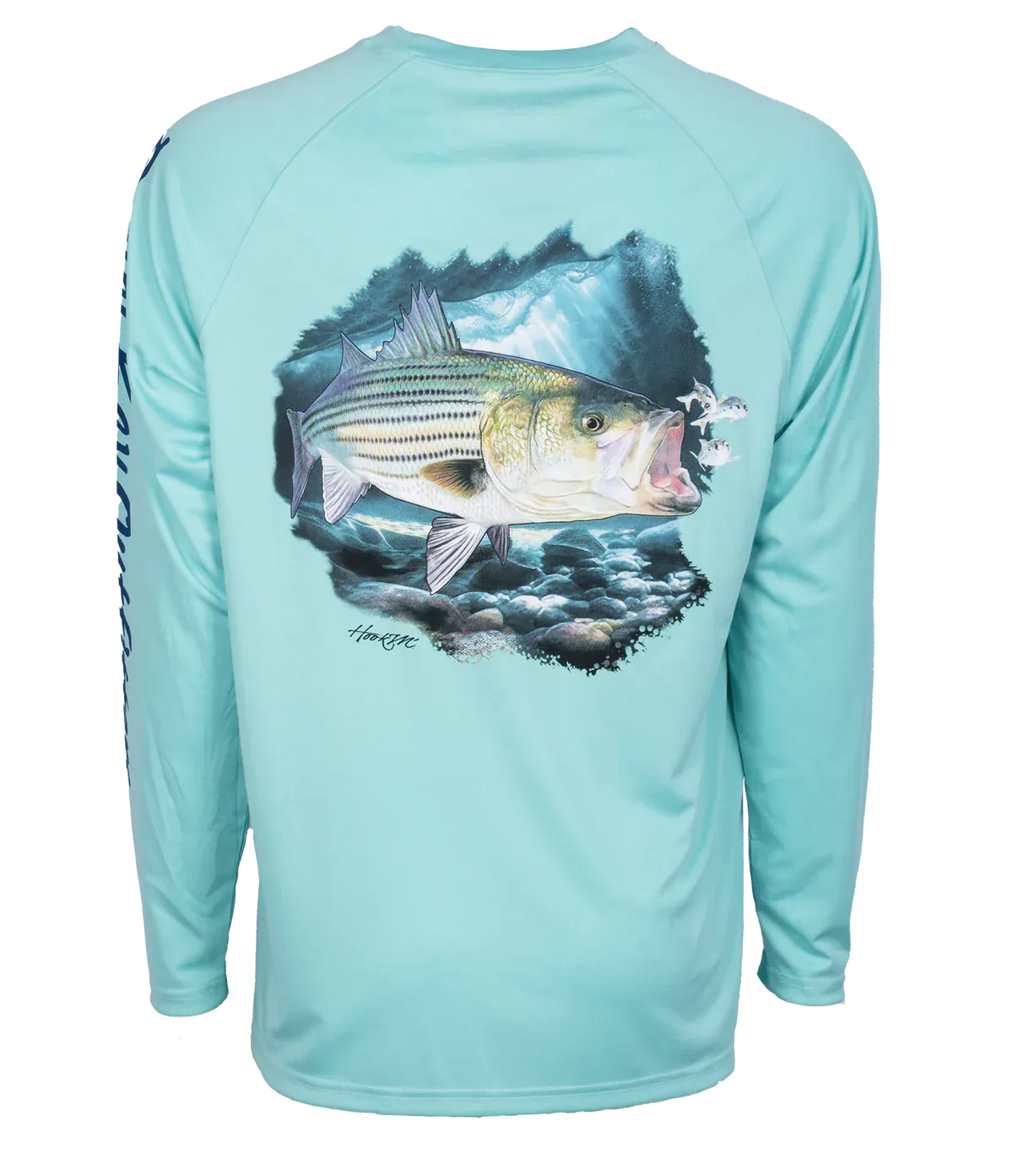 Bimini Bay Hook M, Mens Long Sleeve Shirt -Striped Bass 2 Glacier