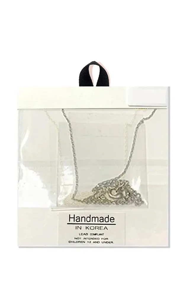BJNA460RH Rhodium "Happy" Happy Script Pendant Necklace