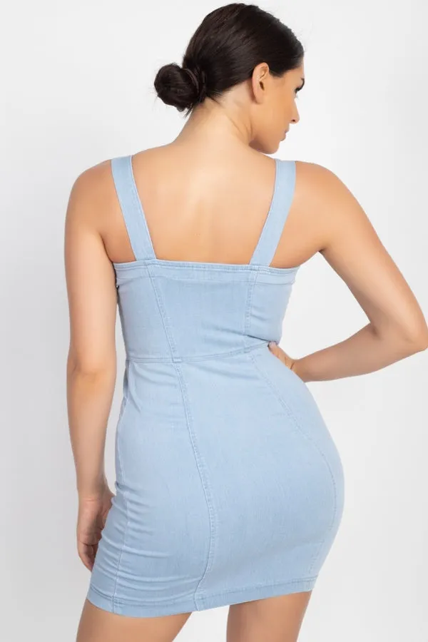 Buckle Strap Zip Front Dress