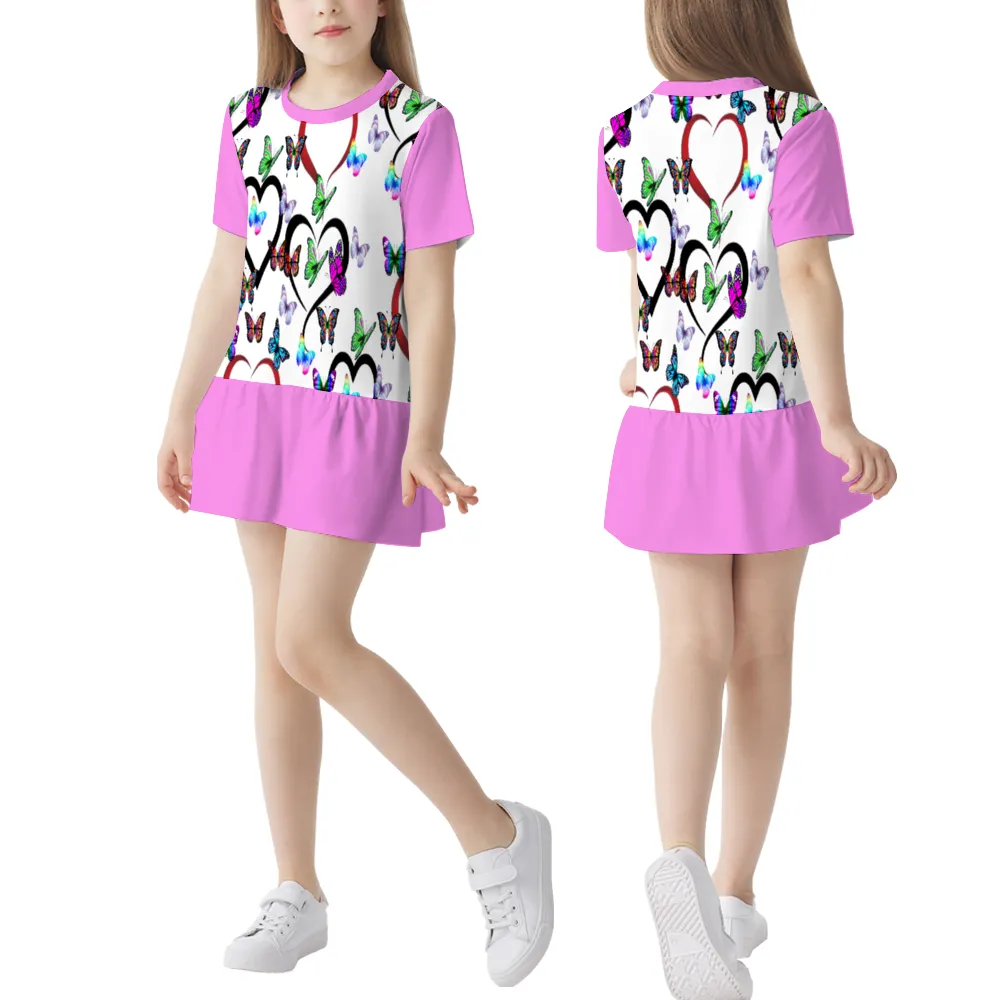 Butterfly Love Girl's Short Sleeve Round Neck Dress