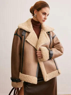 Chicmy-Winter Outfits Christmas Thanksgiving Gift New Year's Eve Outfits Streetwear Fashion Faux Leather Zipper Teddy Coat