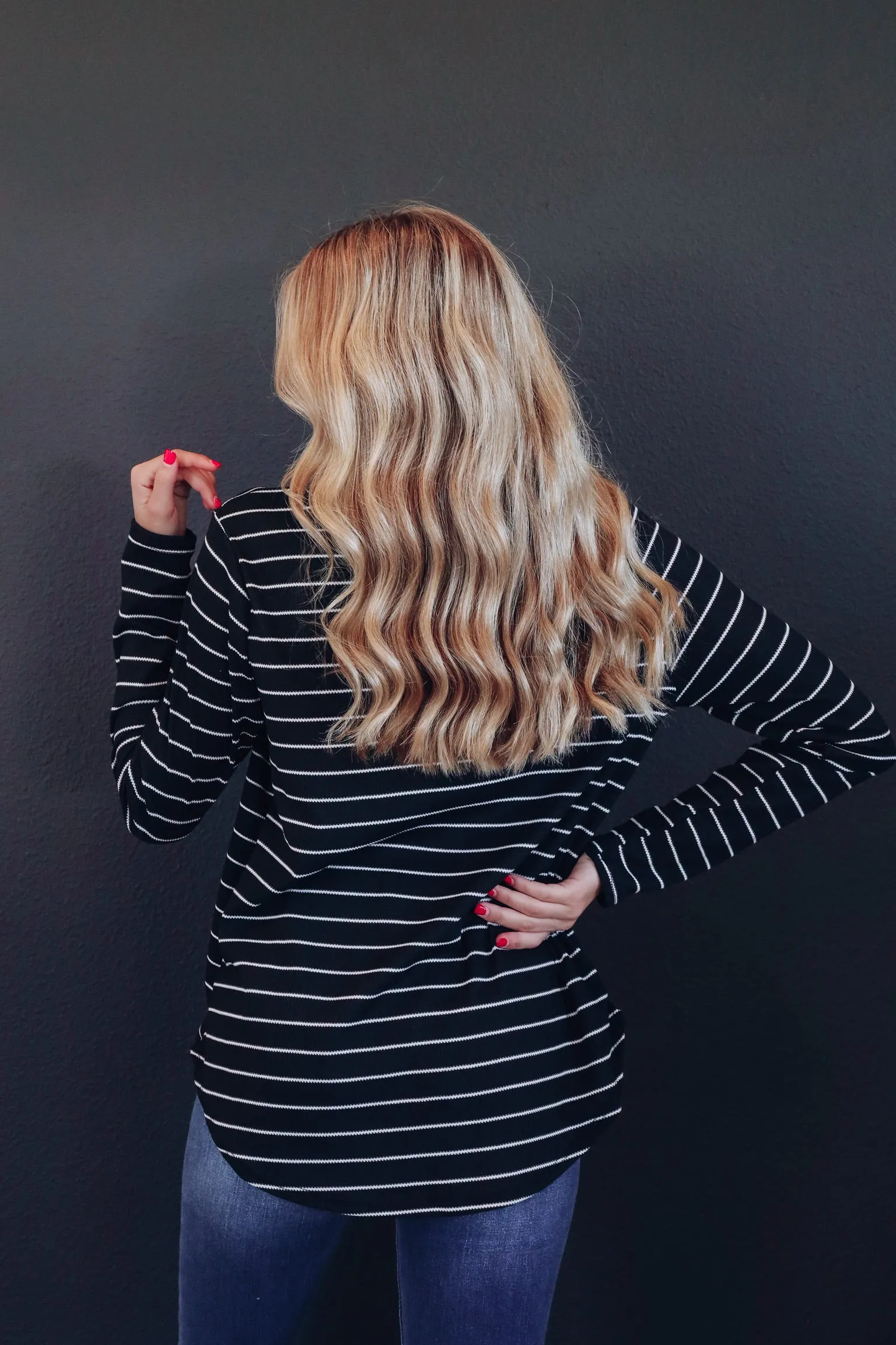 Coco Casual Striped Long Sleeve Top - Black/Ivory