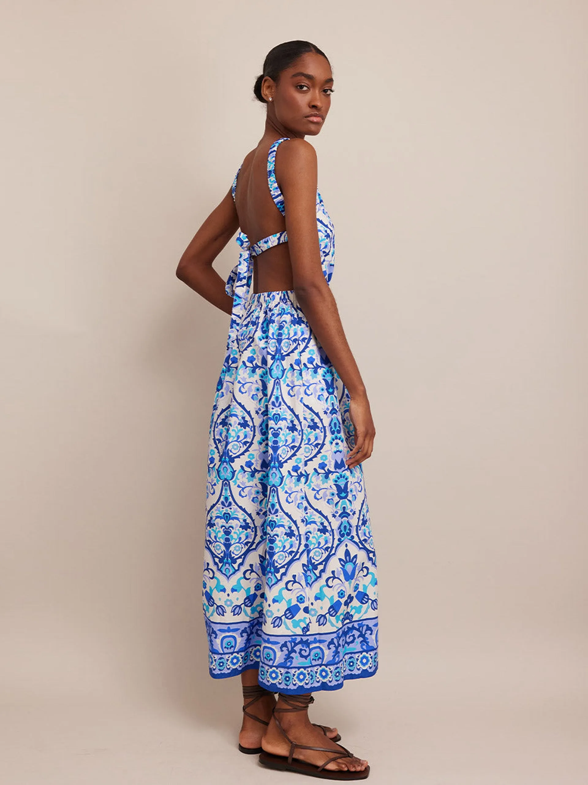 Damask blue Colomba dress
