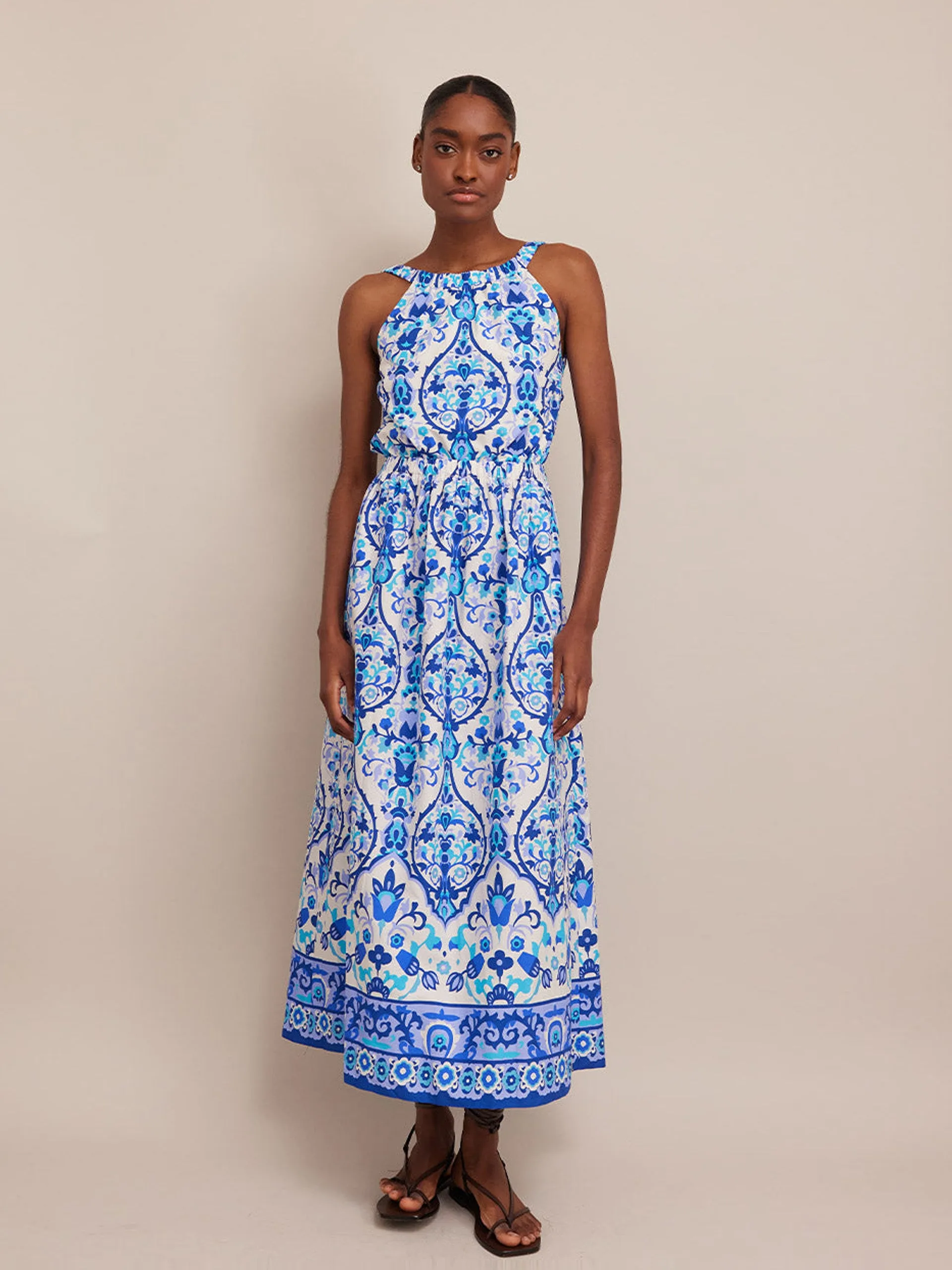 Damask blue Colomba dress