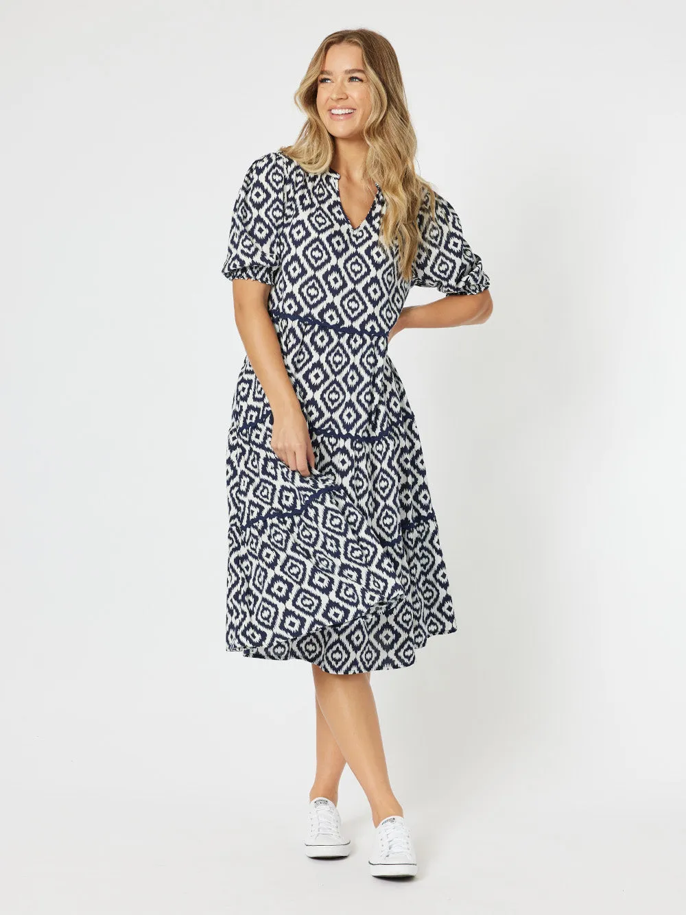 Diamond Tiered Dress - Marine