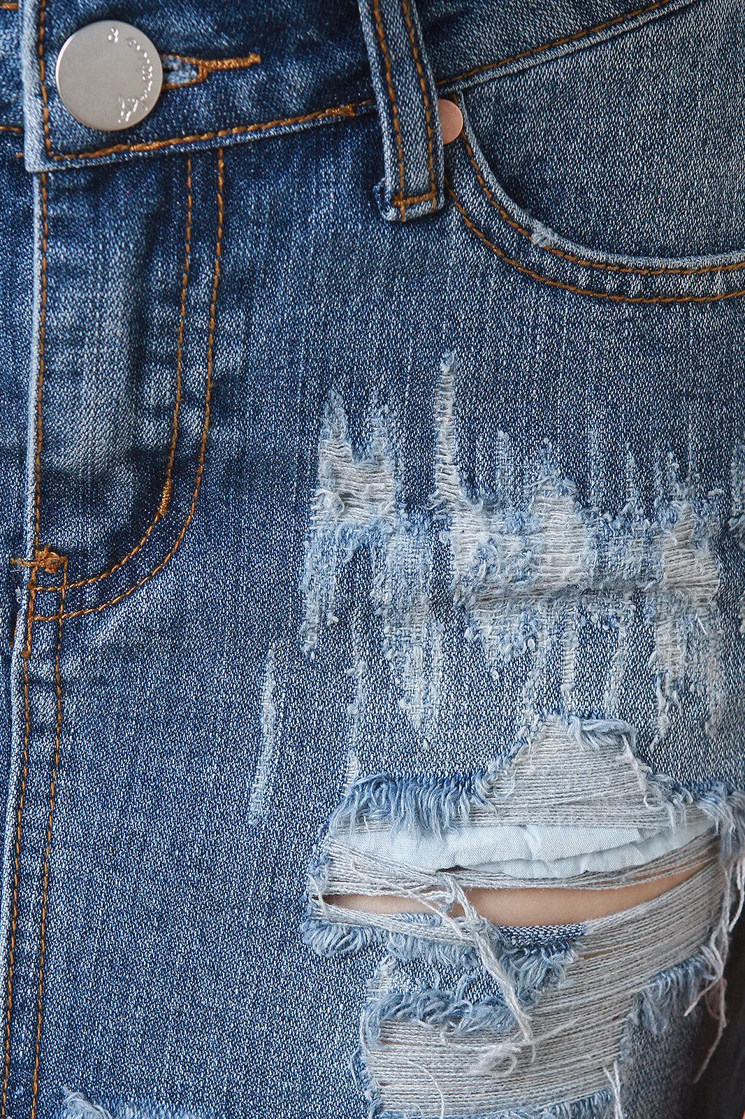 Distressed Denim Mini Skirt