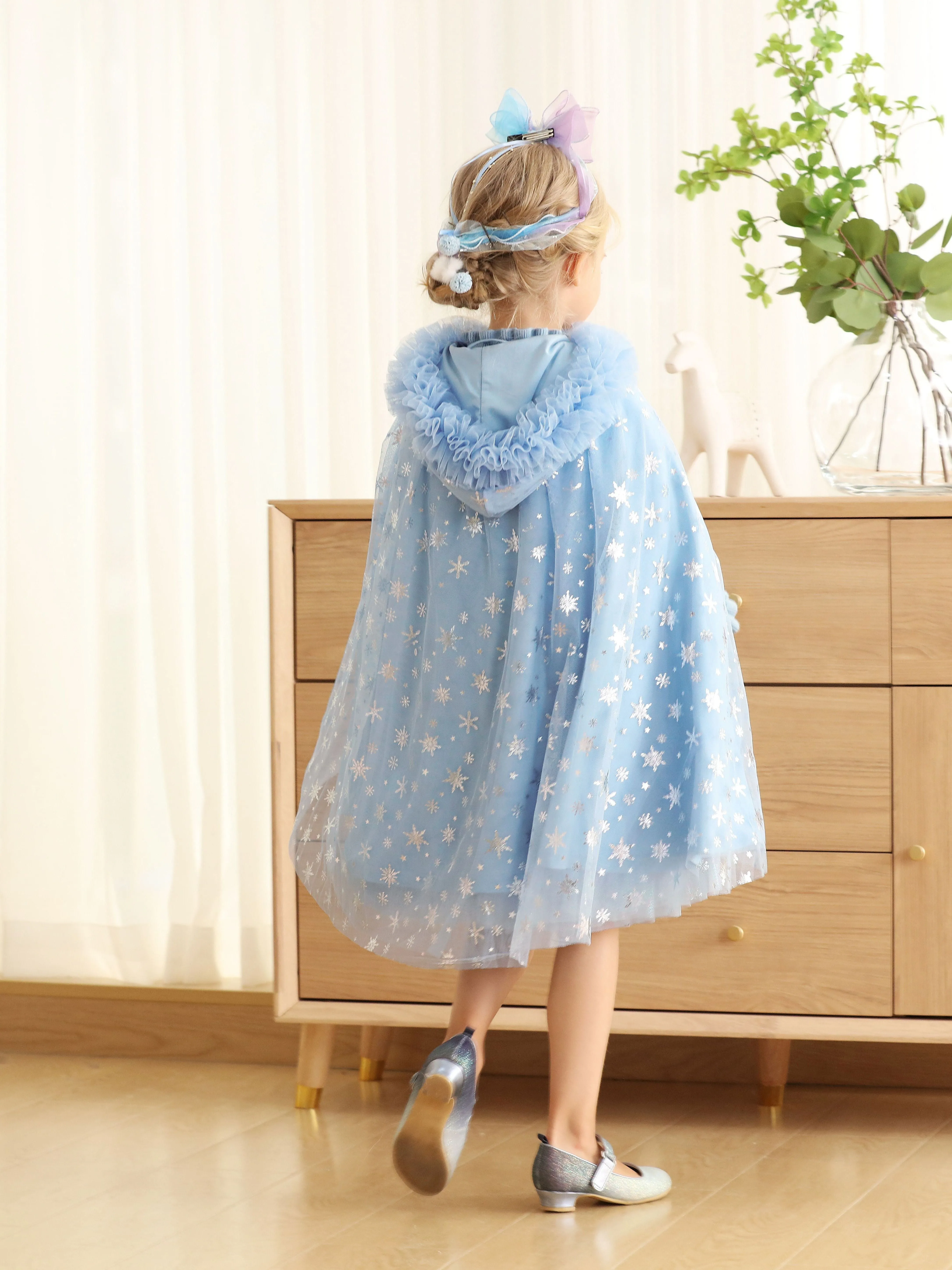 Elegant Sequin Hooded Cloak Princess Cloak For Fall Winter Gift Christmas Girls mardi gras
