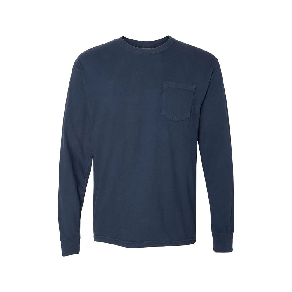 Embroidered Jack-O-Lantern Halloween Comfort Colors Long Sleeve Pocket Tee