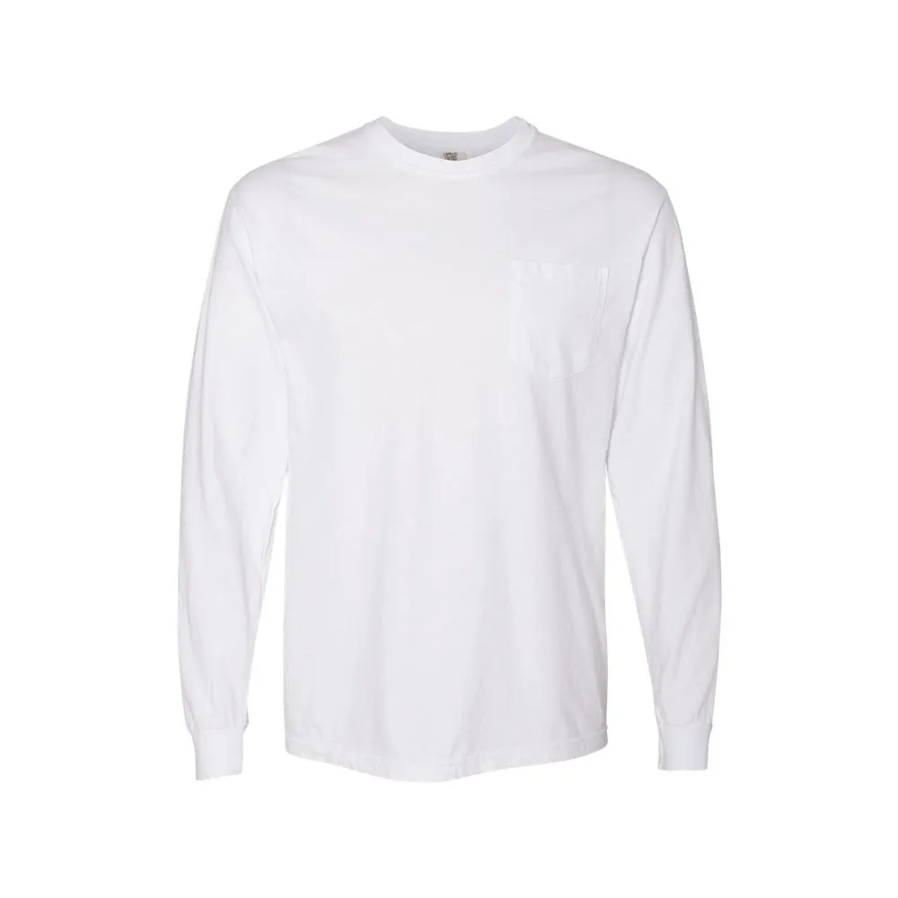 Embroidered Jack-O-Lantern Halloween Comfort Colors Long Sleeve Pocket Tee