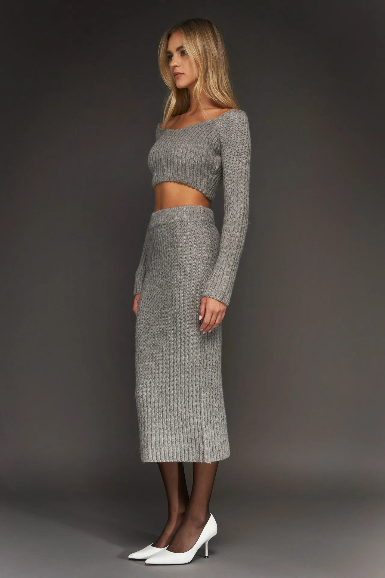 Endless Rose - High-Waisted Knit Midi Skirt