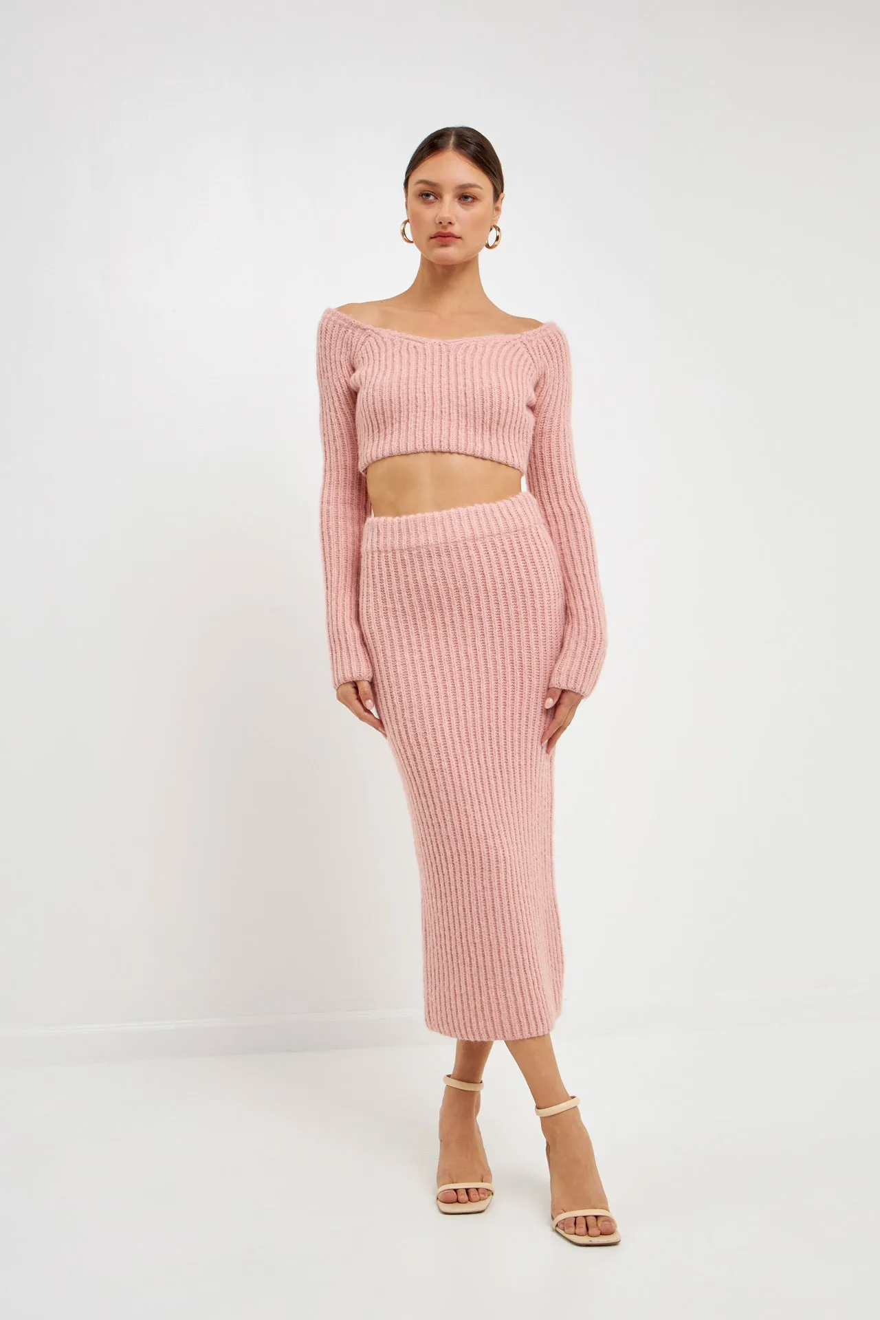 Endless Rose - High-Waisted Knit Midi Skirt
