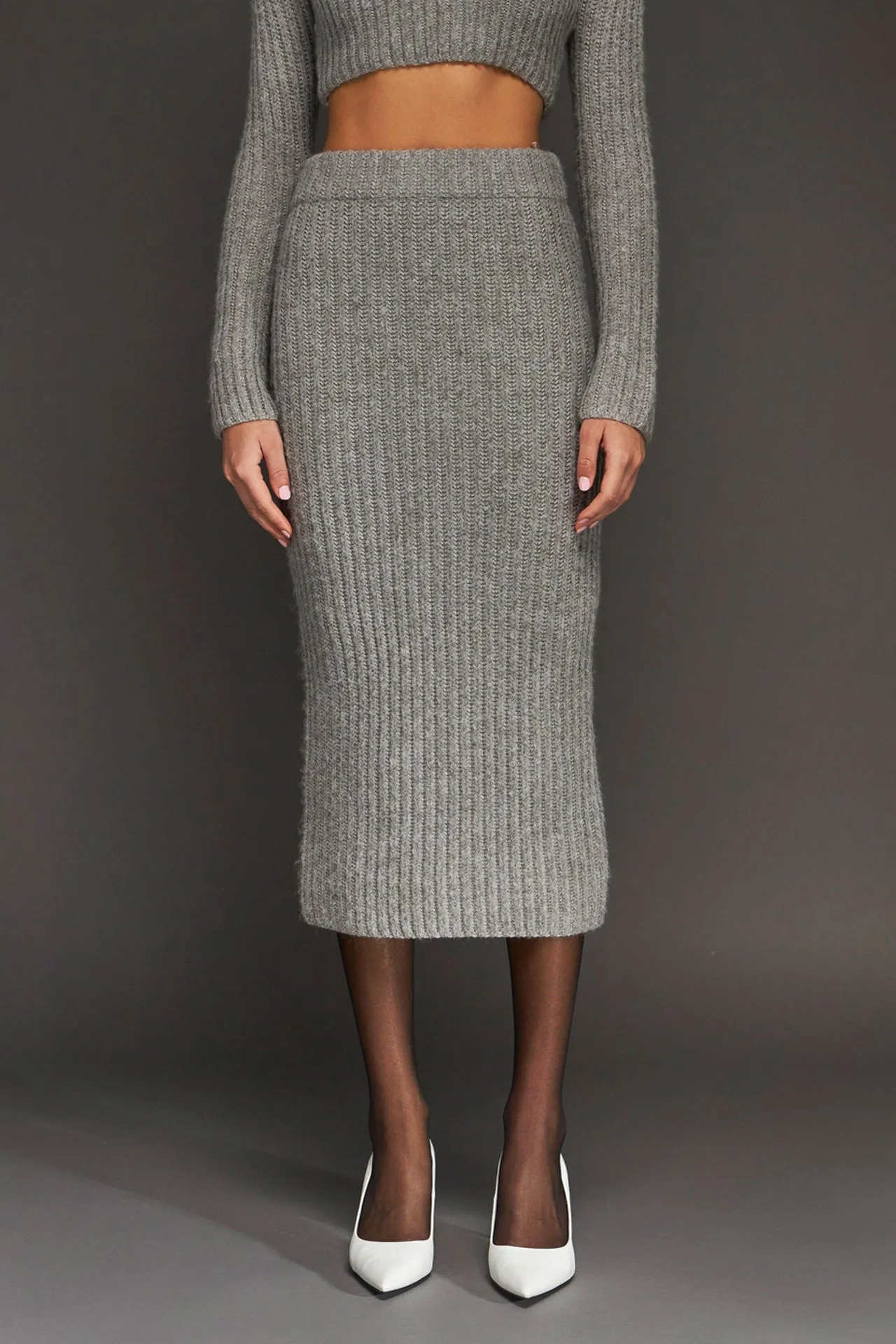 Endless Rose - High-Waisted Knit Midi Skirt