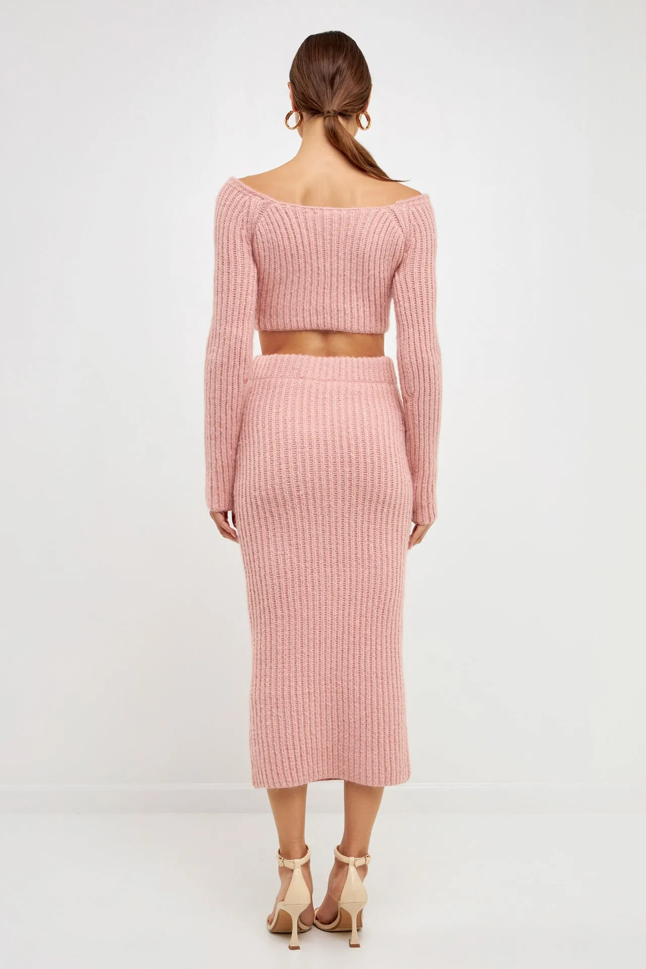 Endless Rose - High-Waisted Knit Midi Skirt