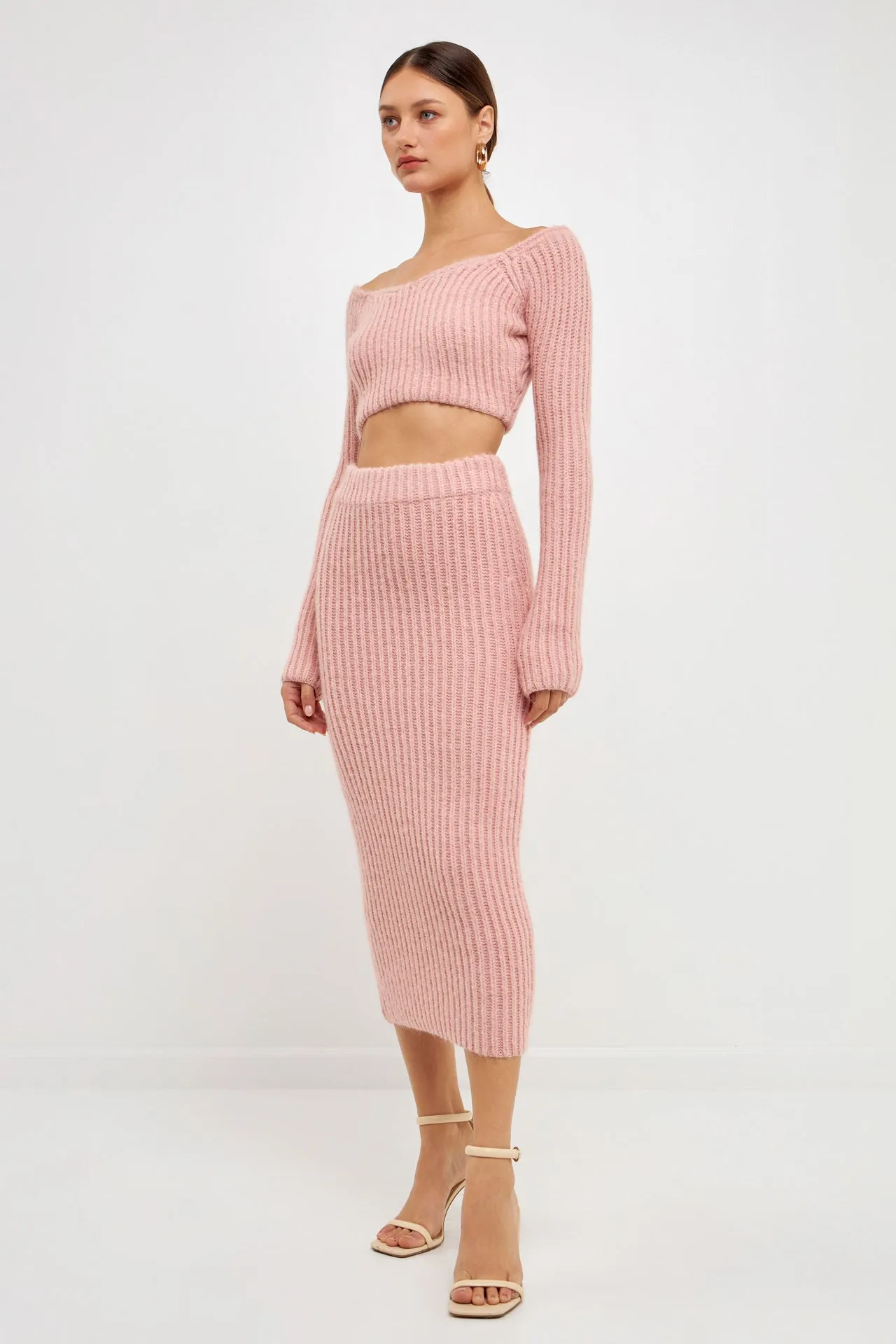 Endless Rose - High-Waisted Knit Midi Skirt
