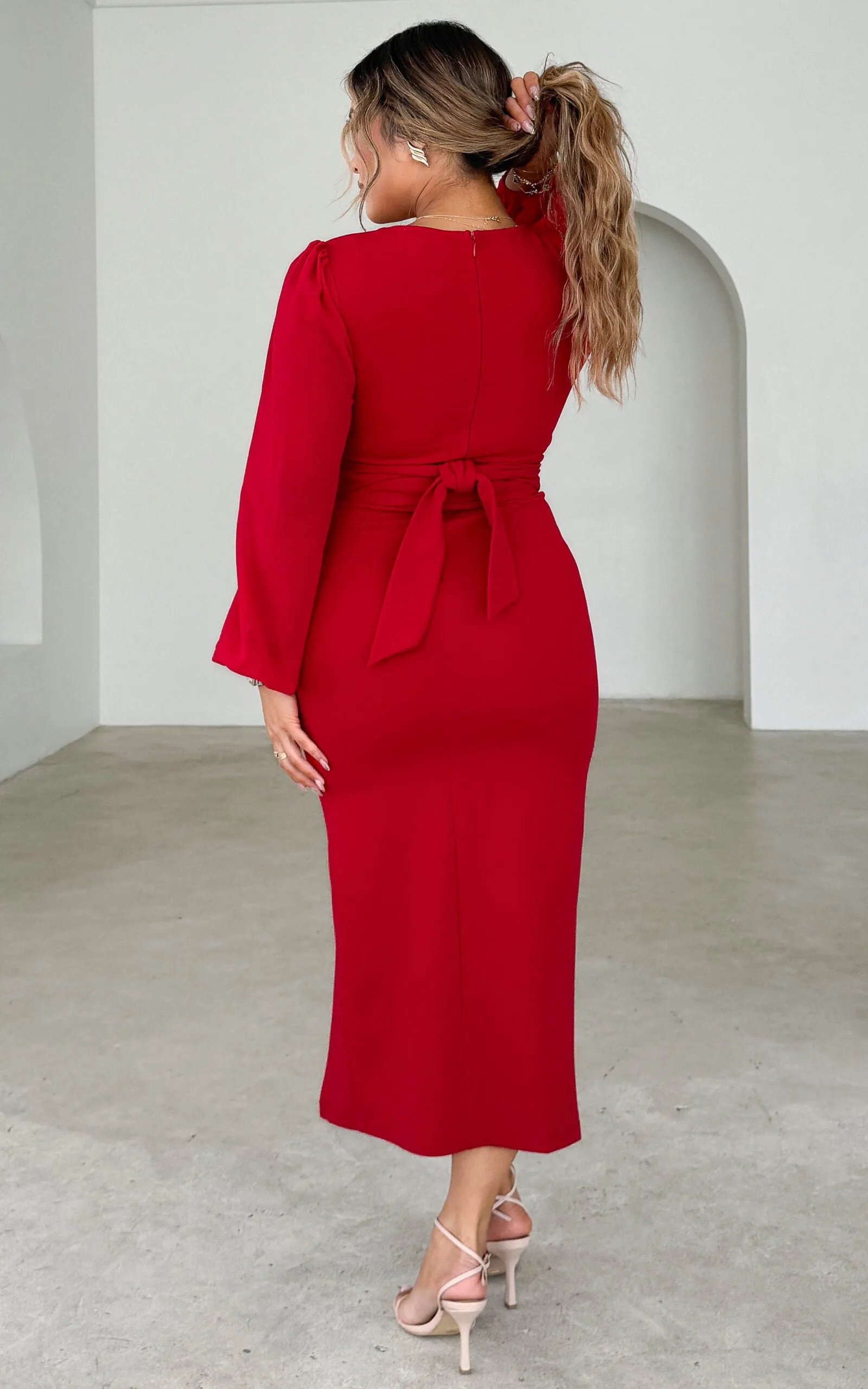 Fergus Midi Dress - Red