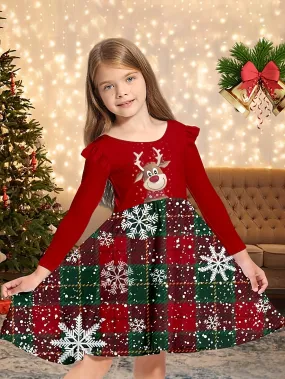 Floral Whimsy Long Sleeve Dress - Activewear for Women with Flutter Trim, Elegant Print, and Comfortable Fit for Spring and Fall Seasons - Perfect Christmas Gift Idea