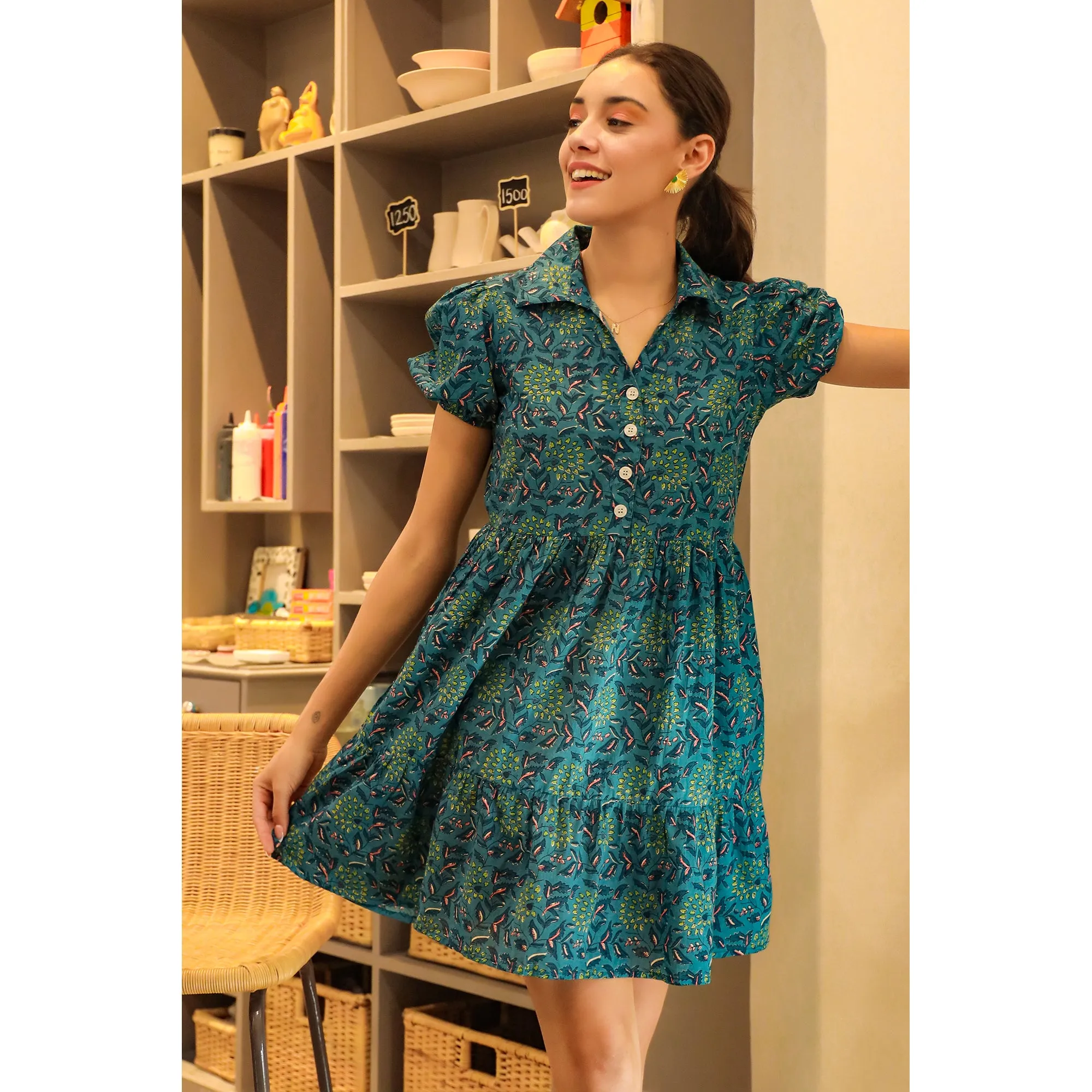 Gardenia on Blue Dress