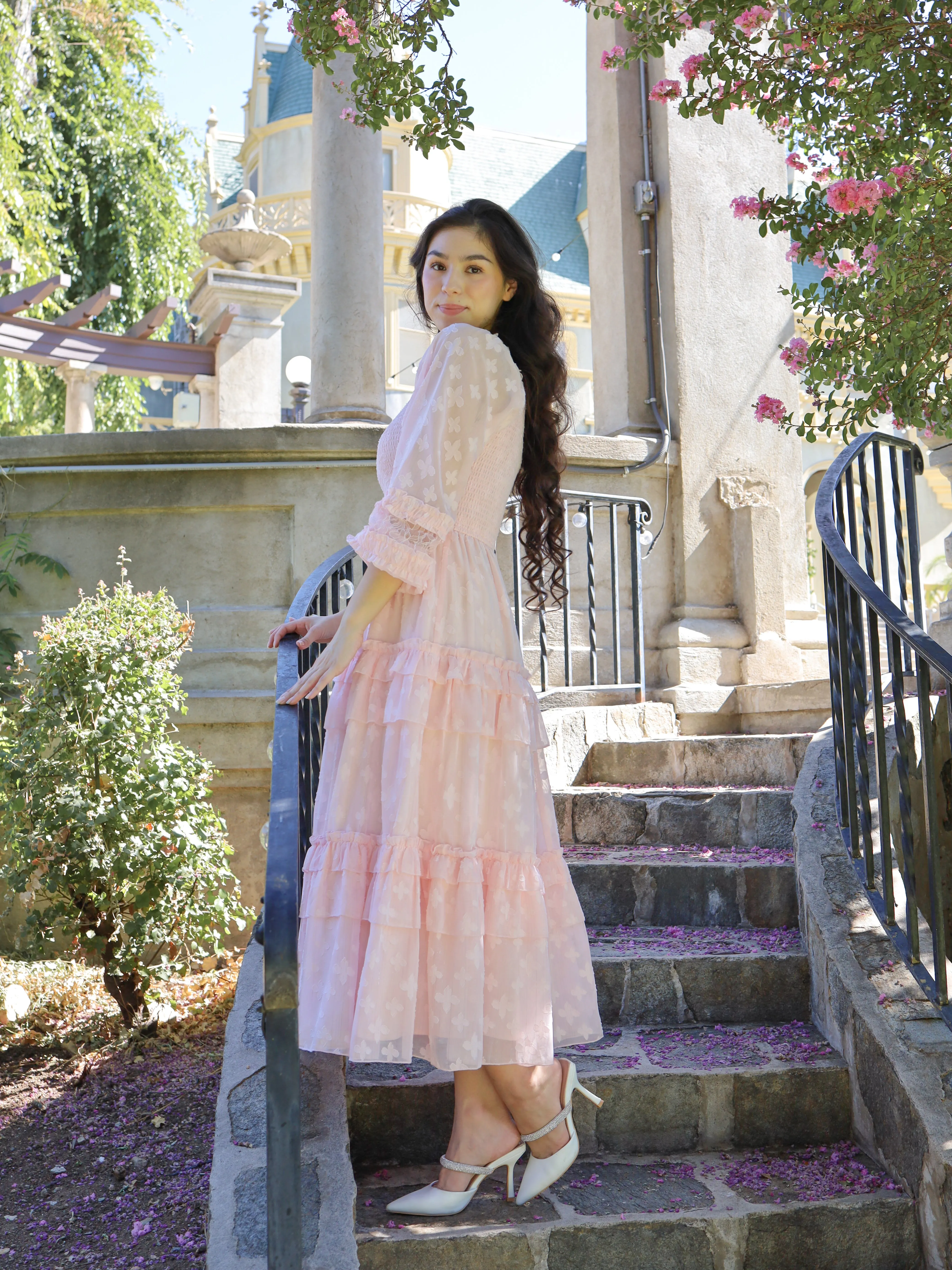 Glittering Garden Dress - Soft Pink