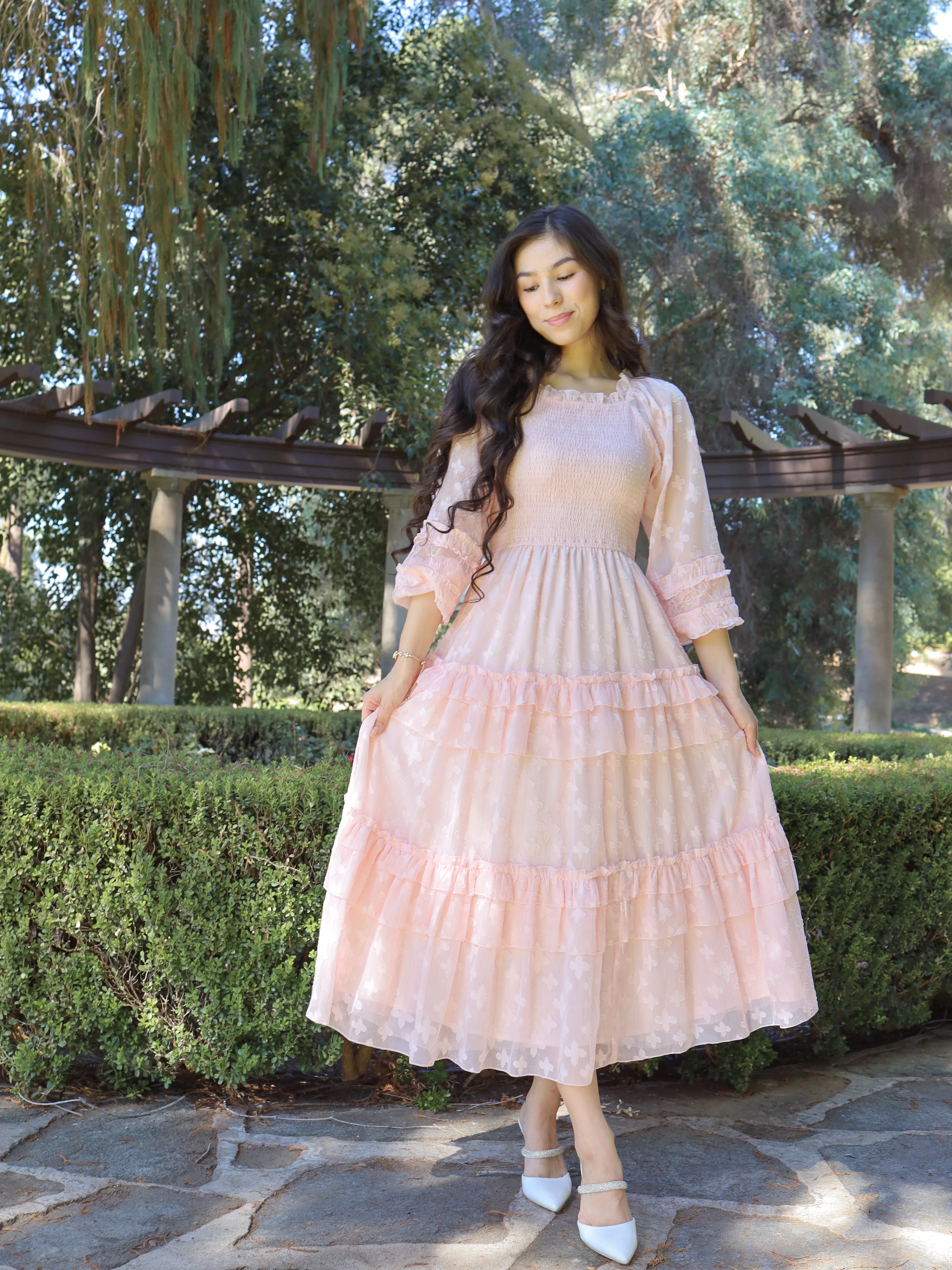 Glittering Garden Dress - Soft Pink