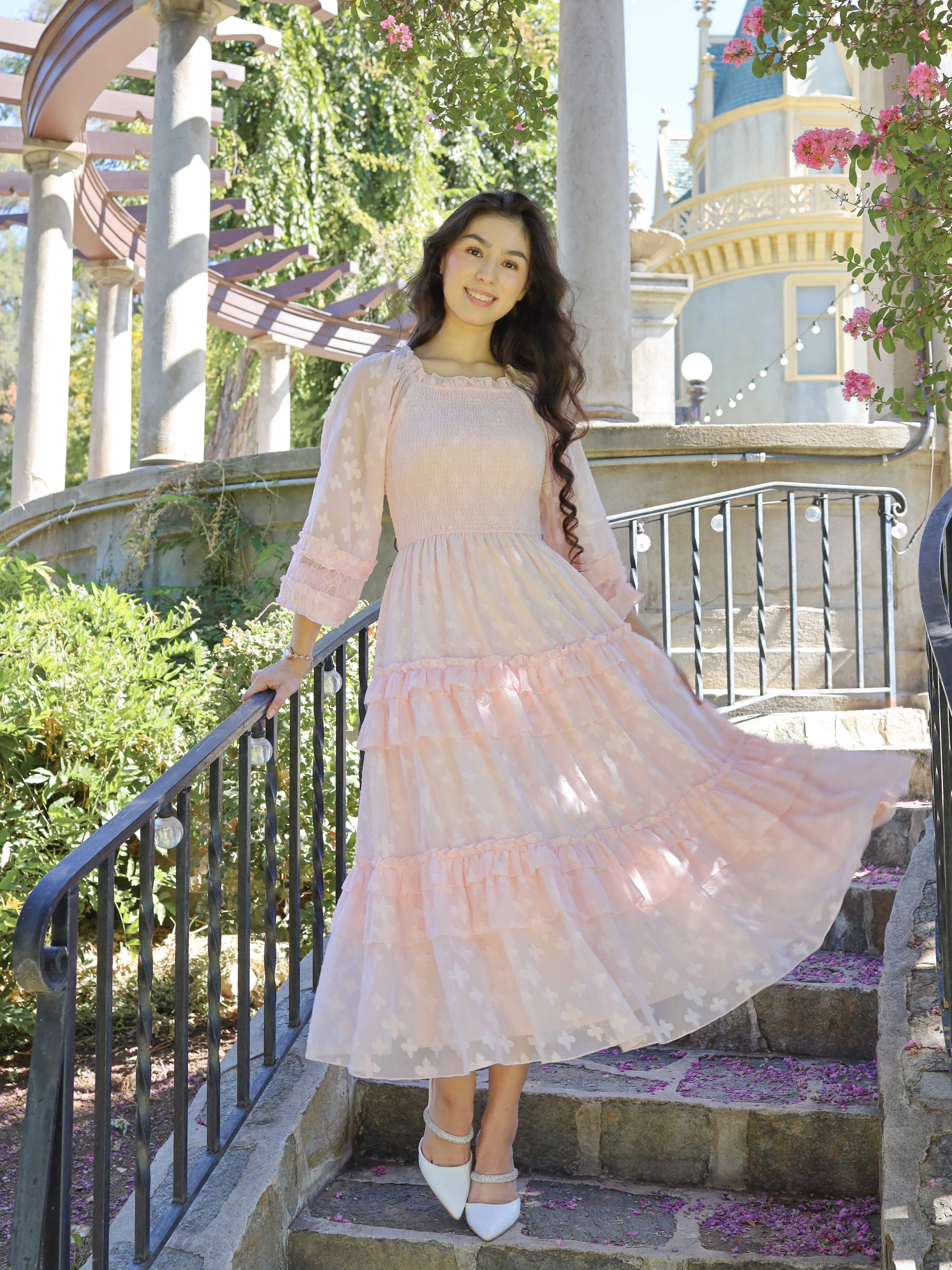 Glittering Garden Dress - Soft Pink
