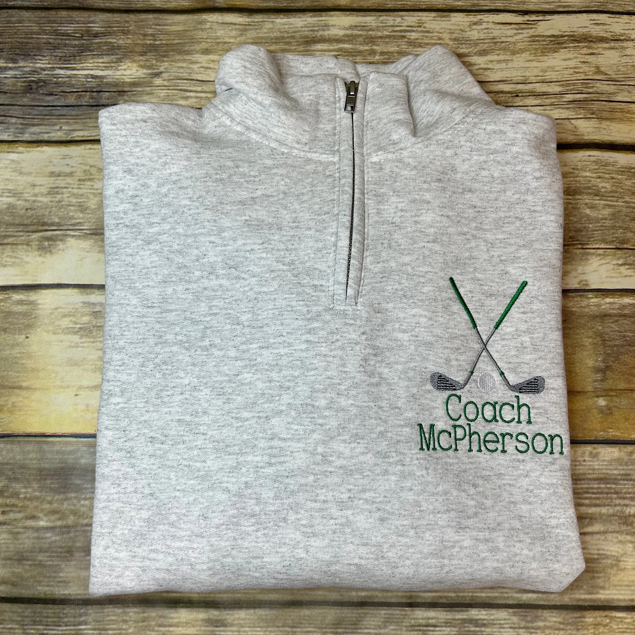 Golf Coach Personalized Quarter Zip Pullover Sweatshirt