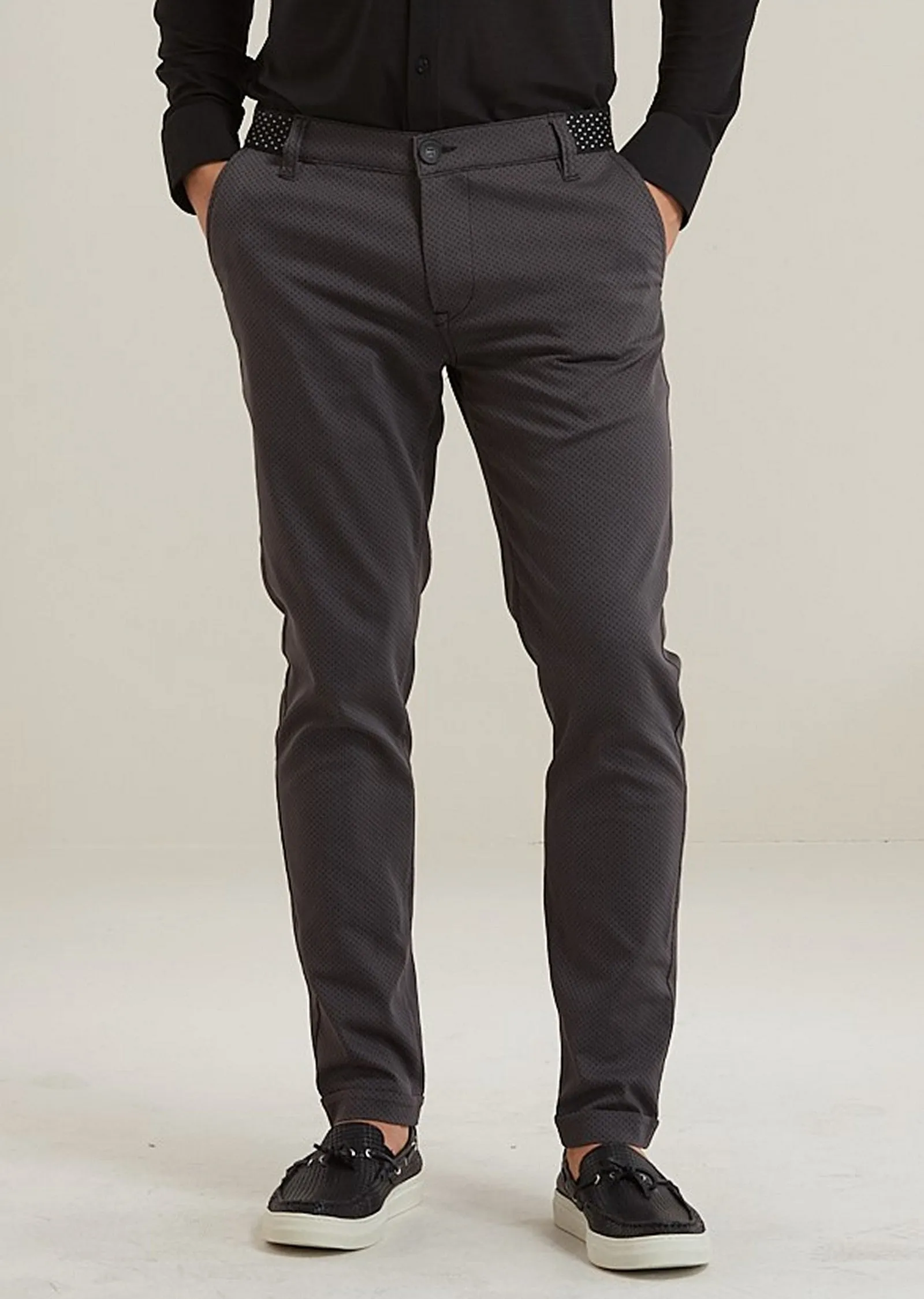 Gray Ribbon Waist Band Stretch Pants
