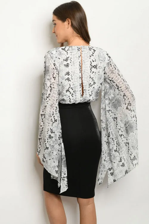 Grey Snakeskin Animal Print Bodycon Dress