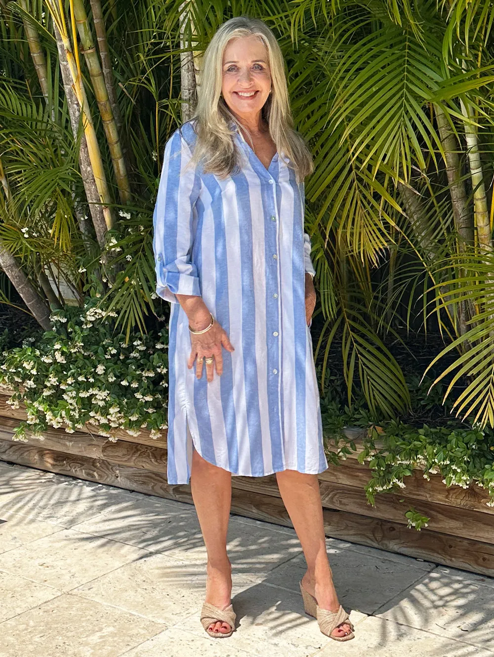 Hamptons Stripe Dress - Blue