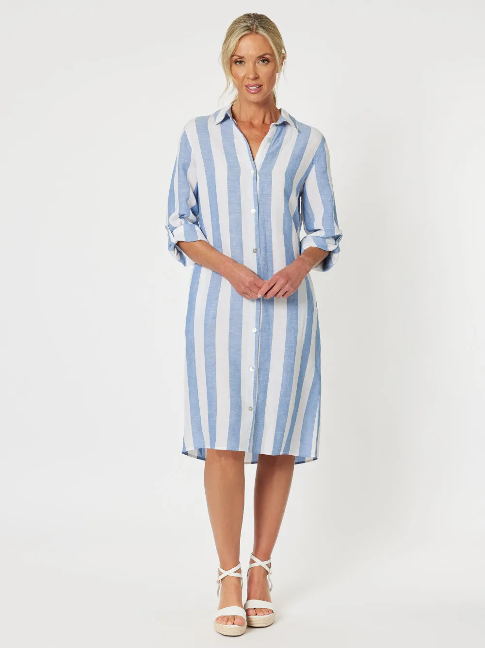 Hamptons Stripe Dress - Blue