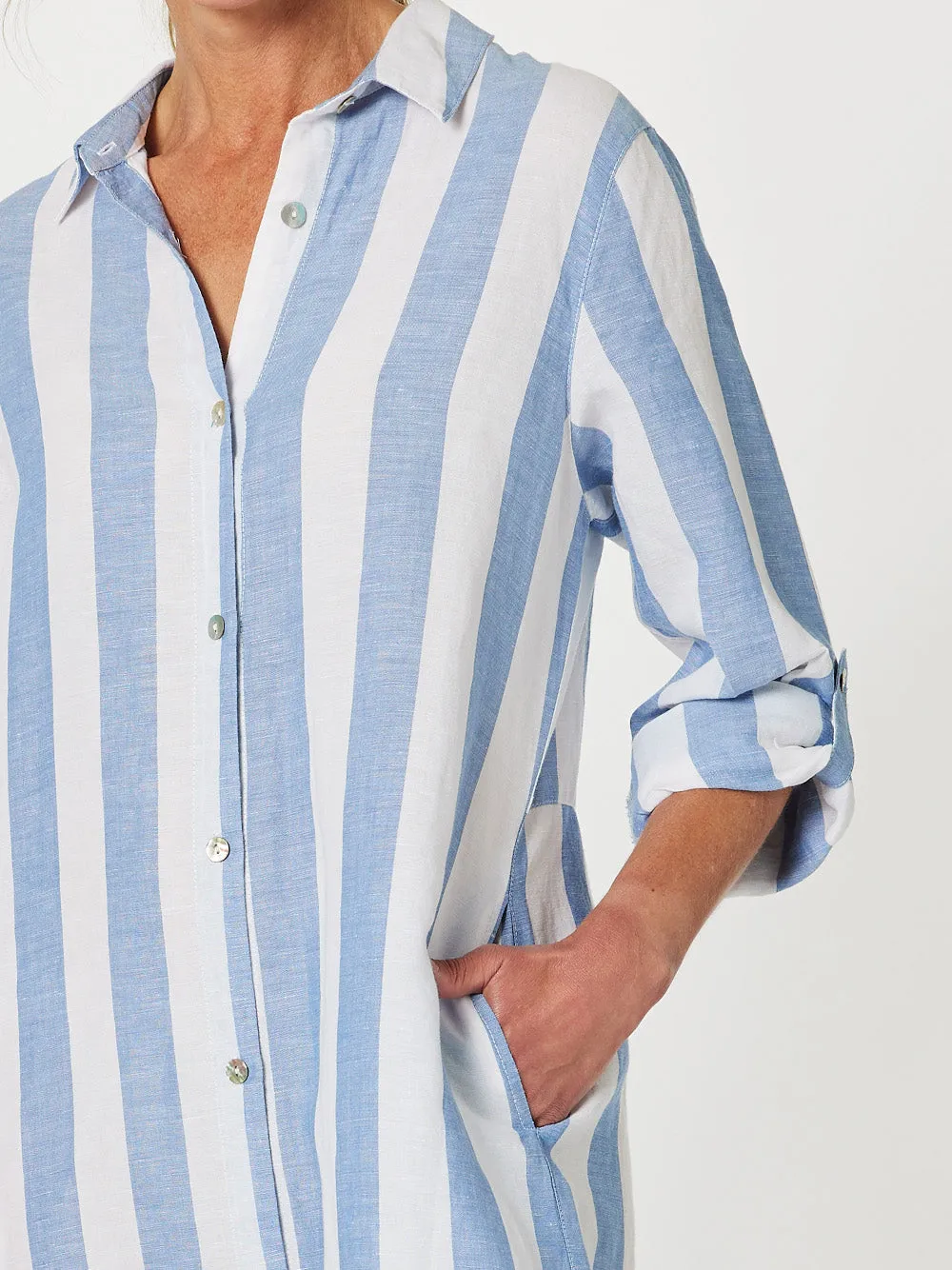 Hamptons Stripe Dress - Blue