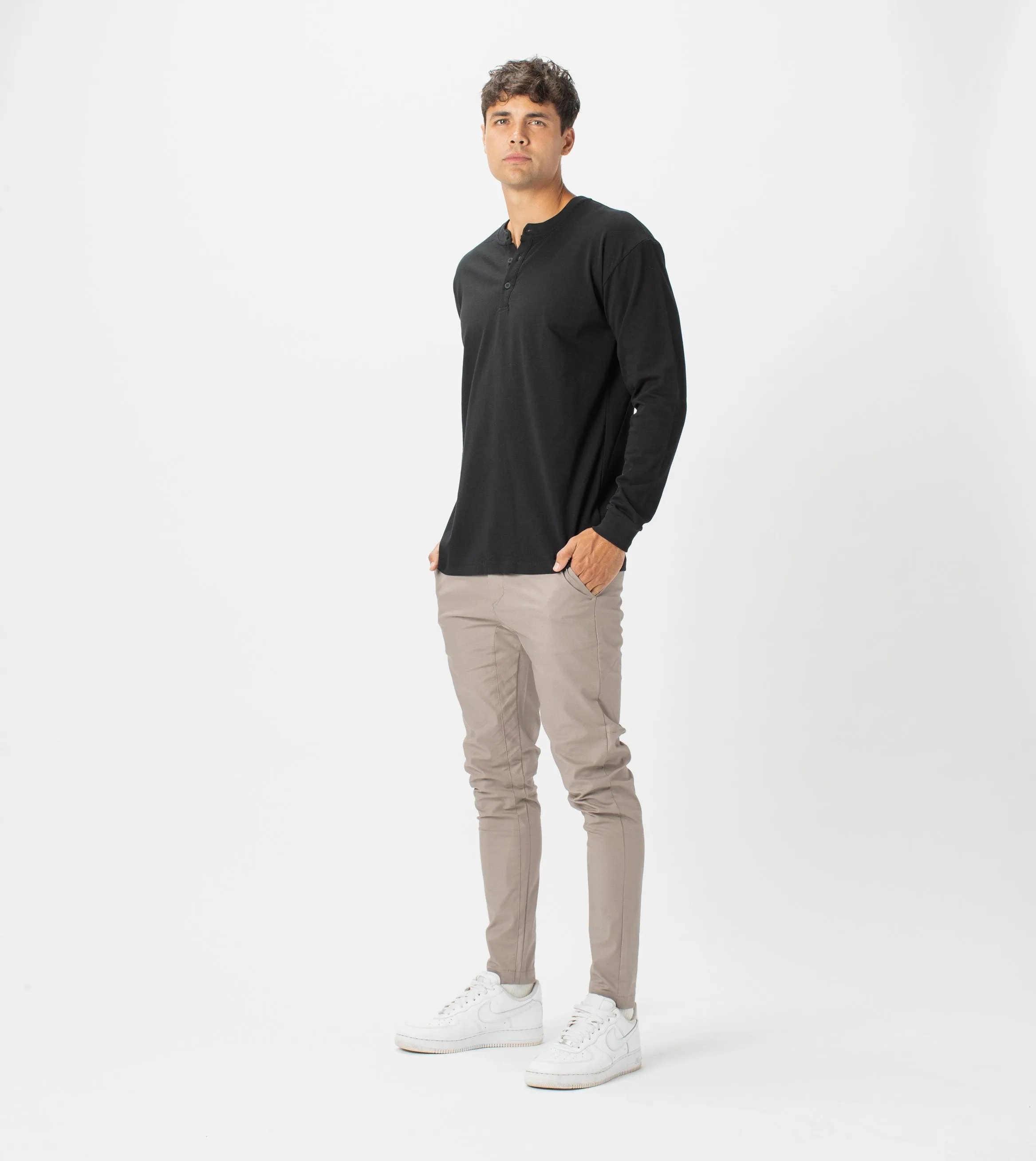 Henley LS Tee Black