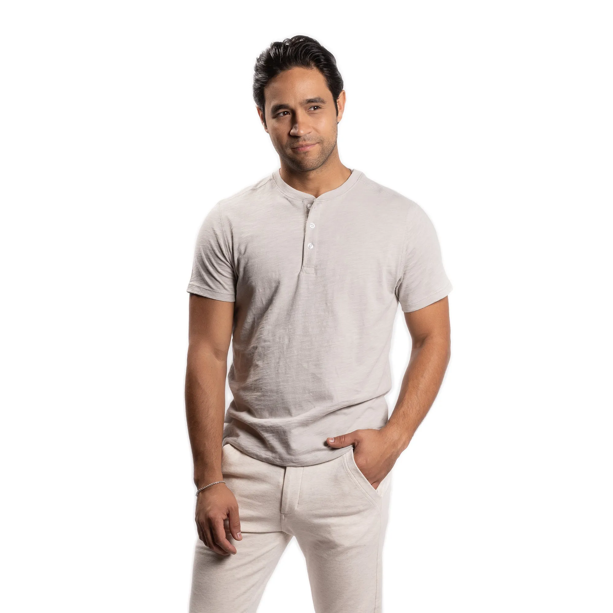 Henley Shirt Short Sleeve - Light Grey