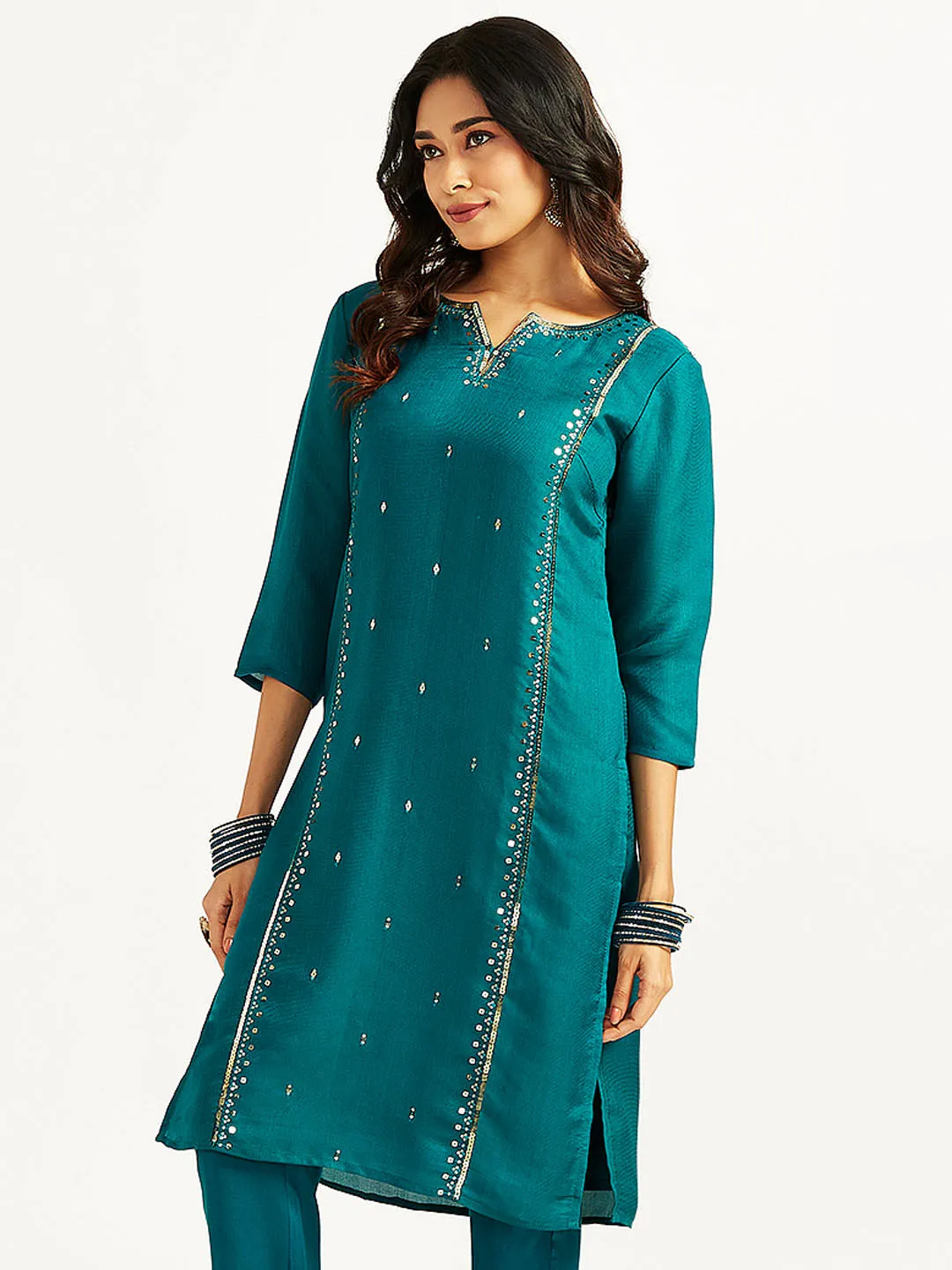 Jashvi Women's Bottle Green Only Kurta