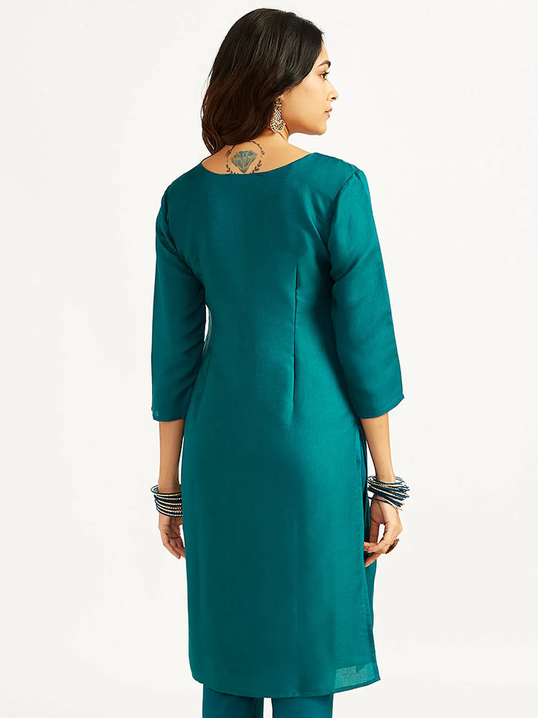 Jashvi Women's Bottle Green Only Kurta