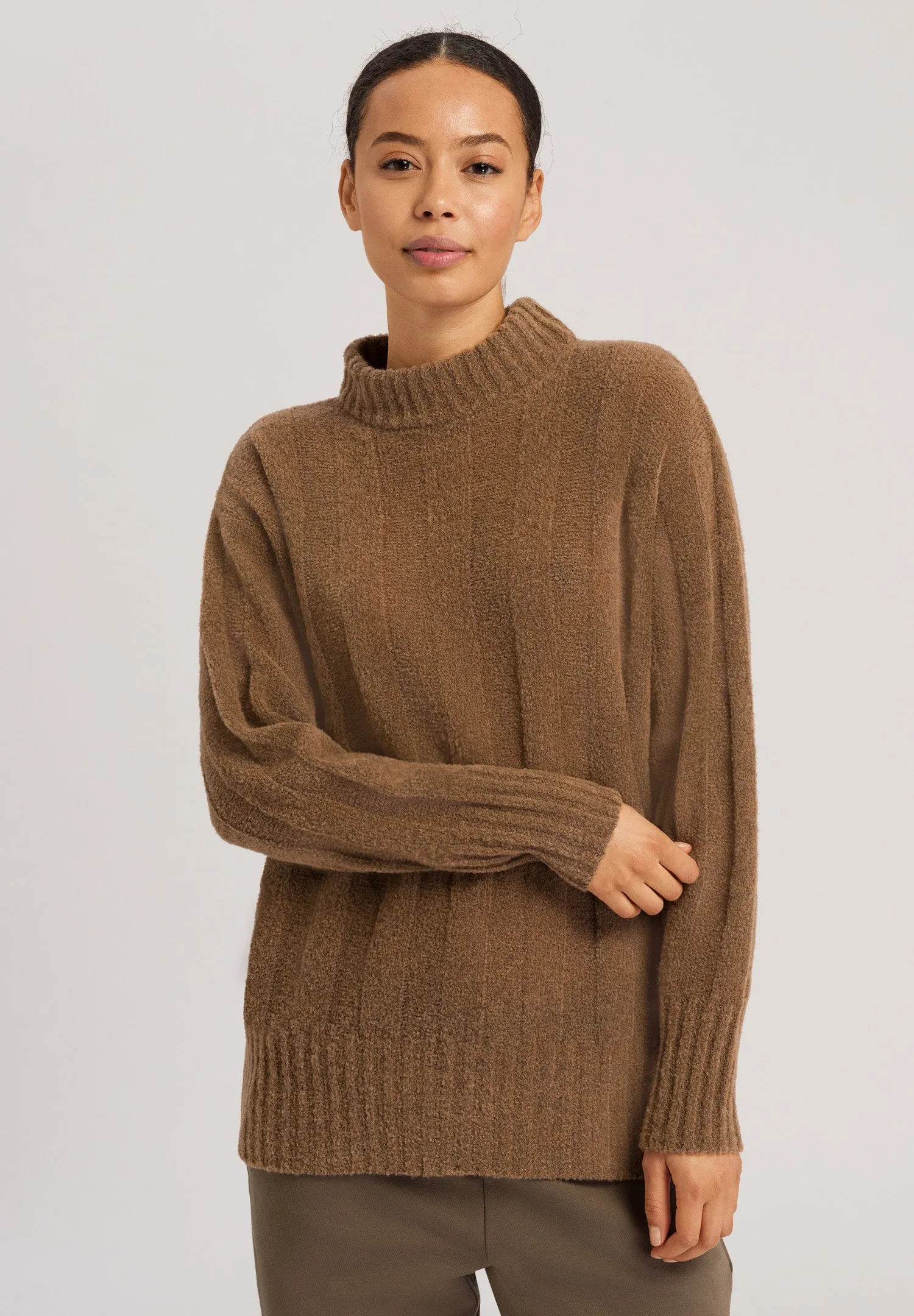 Knits Mockneck Wool Blend Pullover | Cinnamon 78781-1262