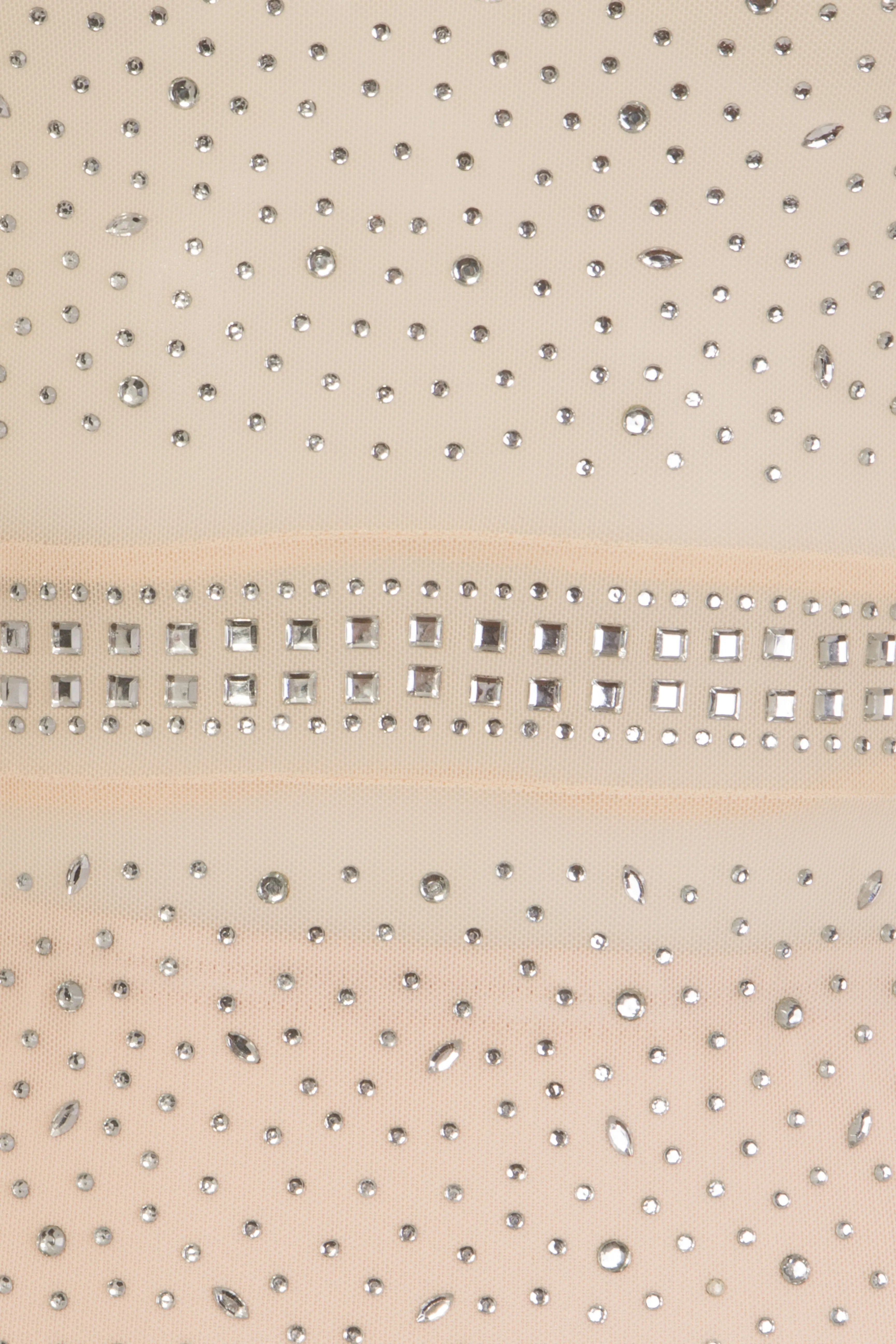 Lopez Nude Crystal Rhinestone Embellished Sheer Mesh Bodycon Dress