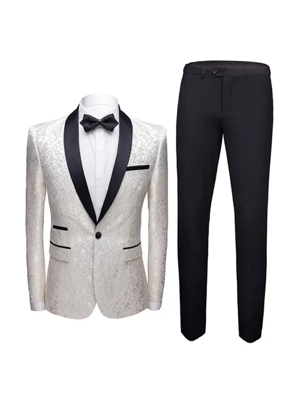 Men's Solid Lapel Collar Blazer with Welt Pocket | Slim Fit Business Jacket