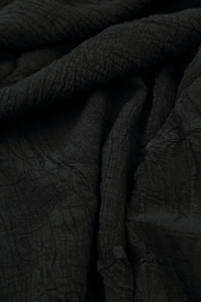 Midi Black Linen Viscose Skirt