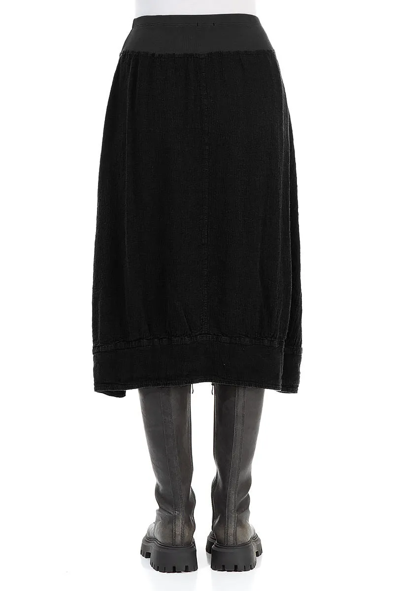 Midi Black Linen Viscose Skirt