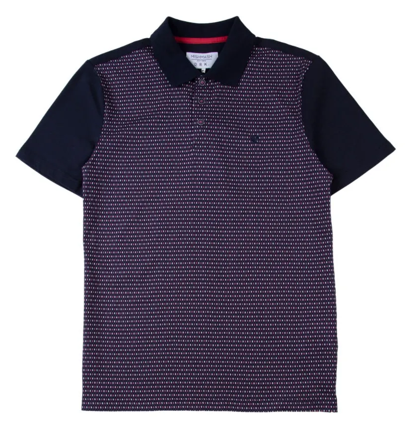 Mish Mash Noro Regular Fit Printed Jersey Polo Shirt - Navy
