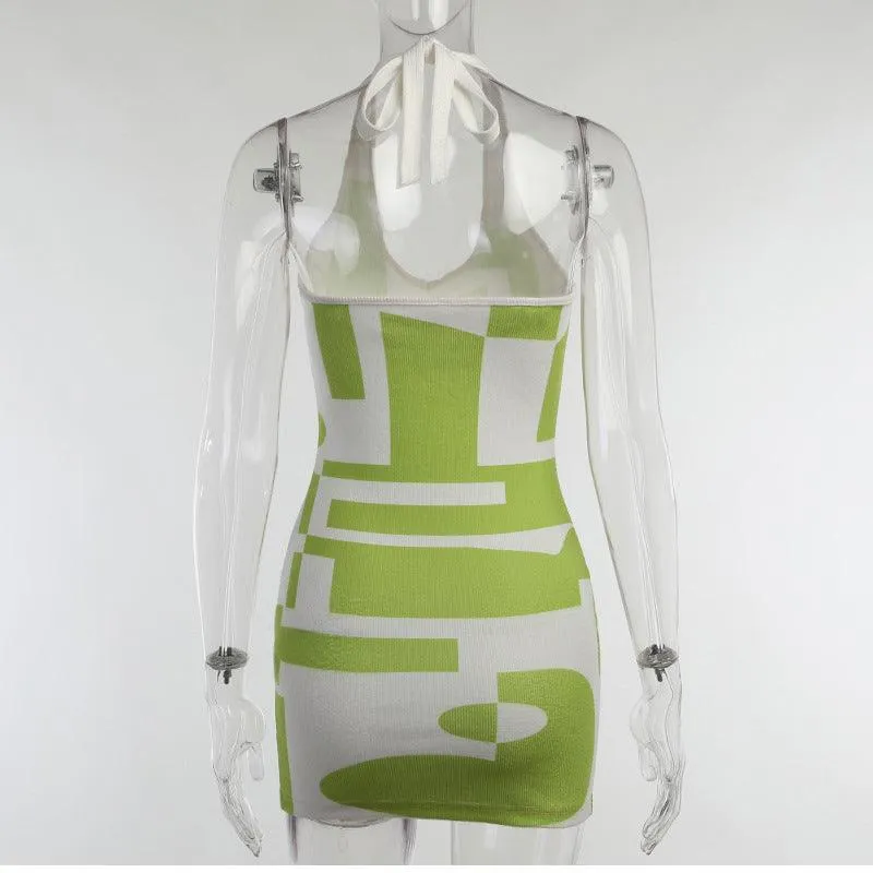 Mod Color-block Halter BodyCon Dress
