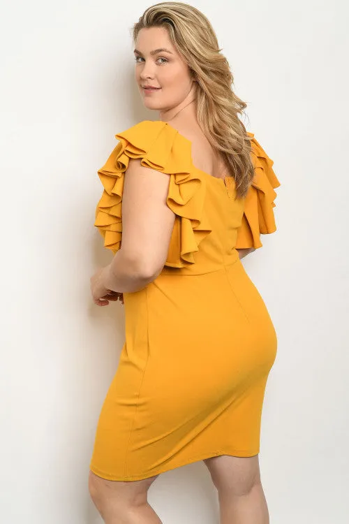 Mustard Yellow Plus Size Bodycon Dress