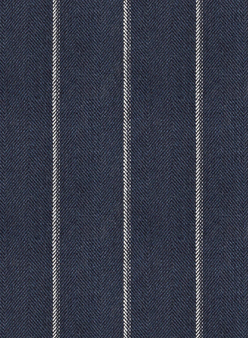 Noble Loredana Blue Stripe Cotton Silk Linen Pants