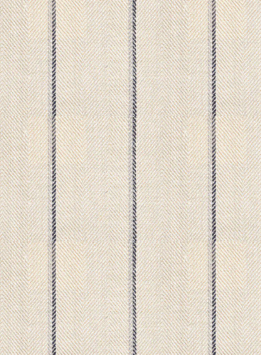 Noble Rosaria Cream Stripe Cotton Silk Linen Pants